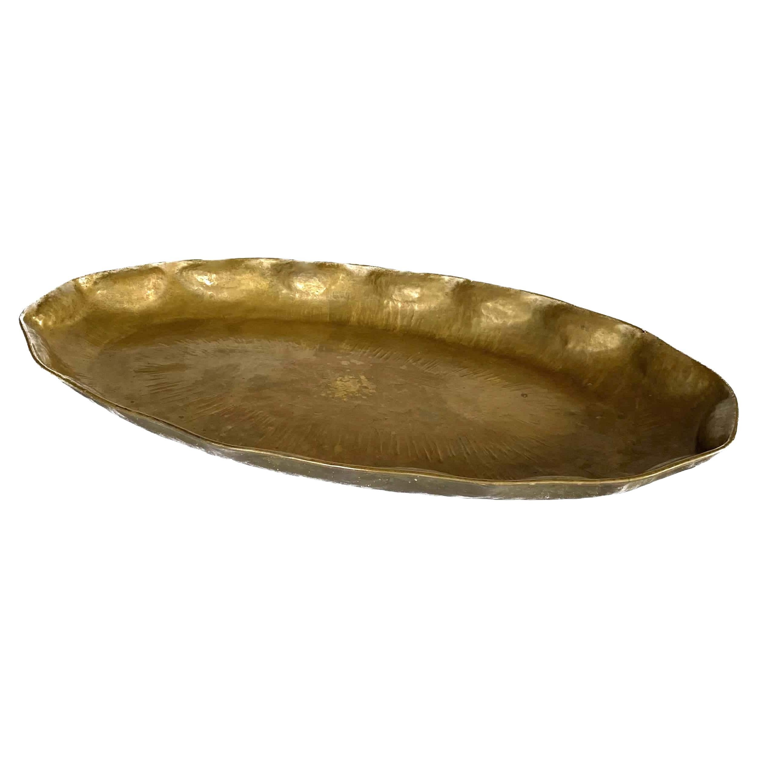 Monumental brass centerpiece / tray, Italy 1970s For Sale