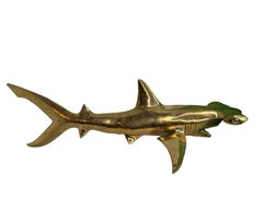 Monumental Brass Hammerhead Shark Statue, Vintage, Italy, 1980s