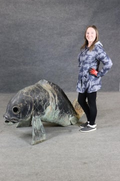 Monumental Brass or Bronze Fish or Koi Statue