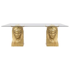 Monumental Brass Pharaoh’s Head Dining Table