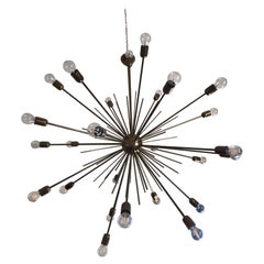 Monumental Brass Sputnik Chandelier, Italy 1970s