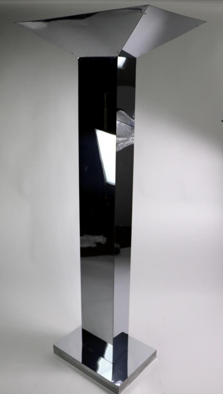 Monumental Bright Chrome Torchère  Floor Lamp Attributed to Jere 3