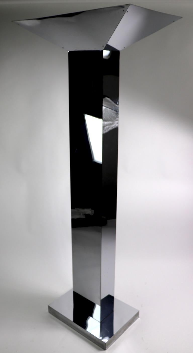 Monumental Bright Chrome Torchère  Floor Lamp Attributed to Jere 4
