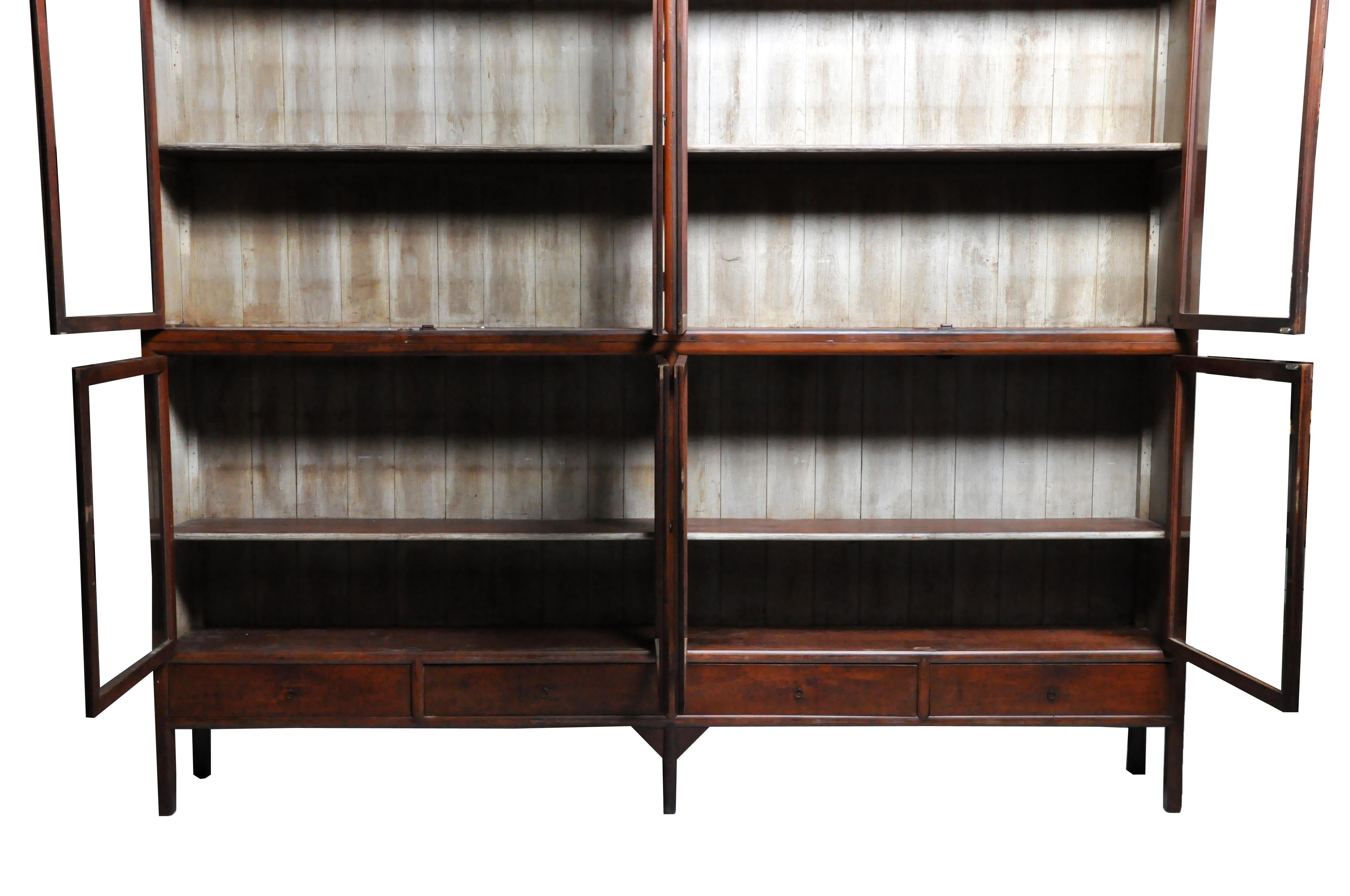 Monumental British Colonial Teak Wood Bookcase 6