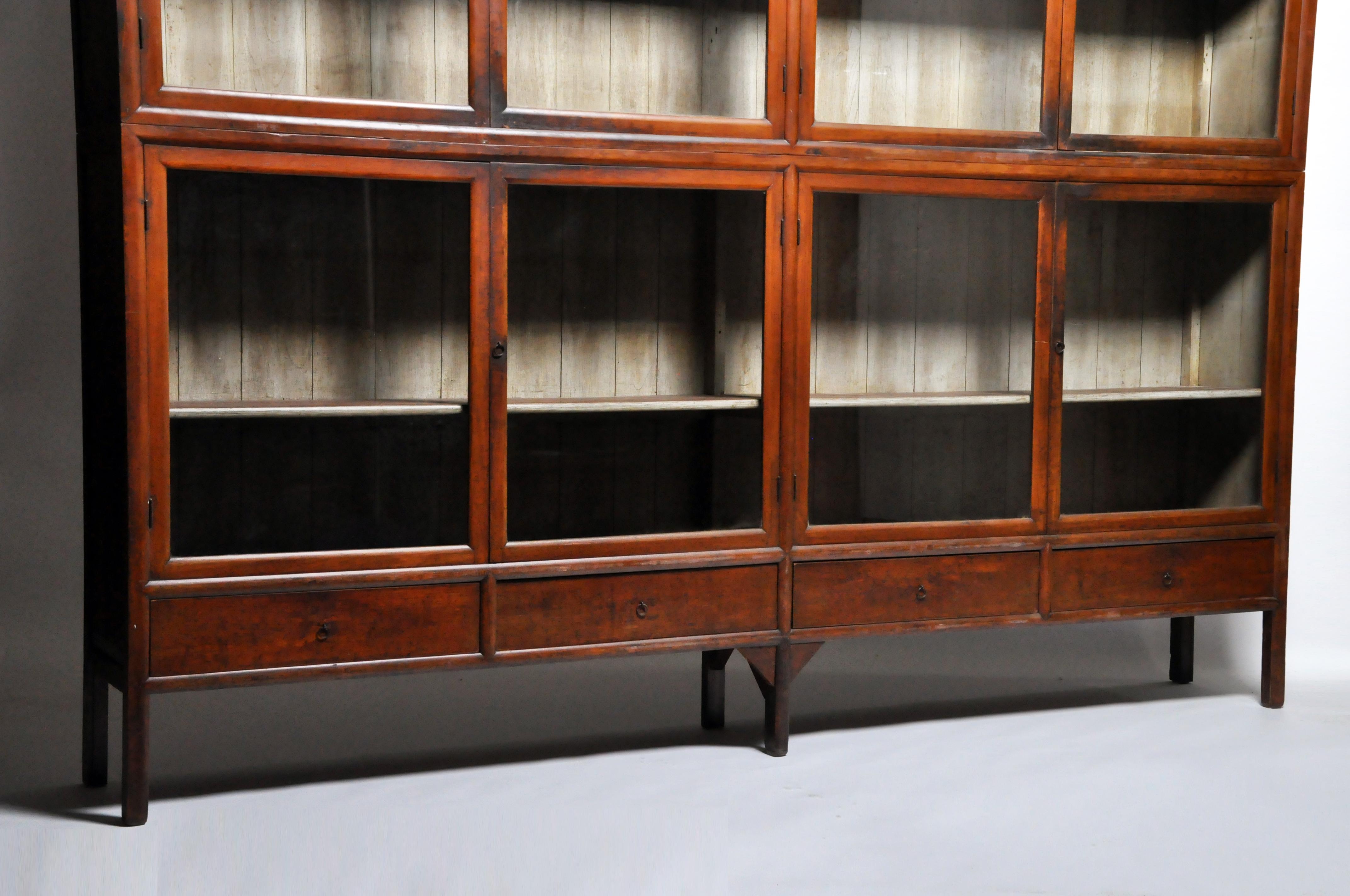 Monumental British Colonial Teak Wood Bookcase 12