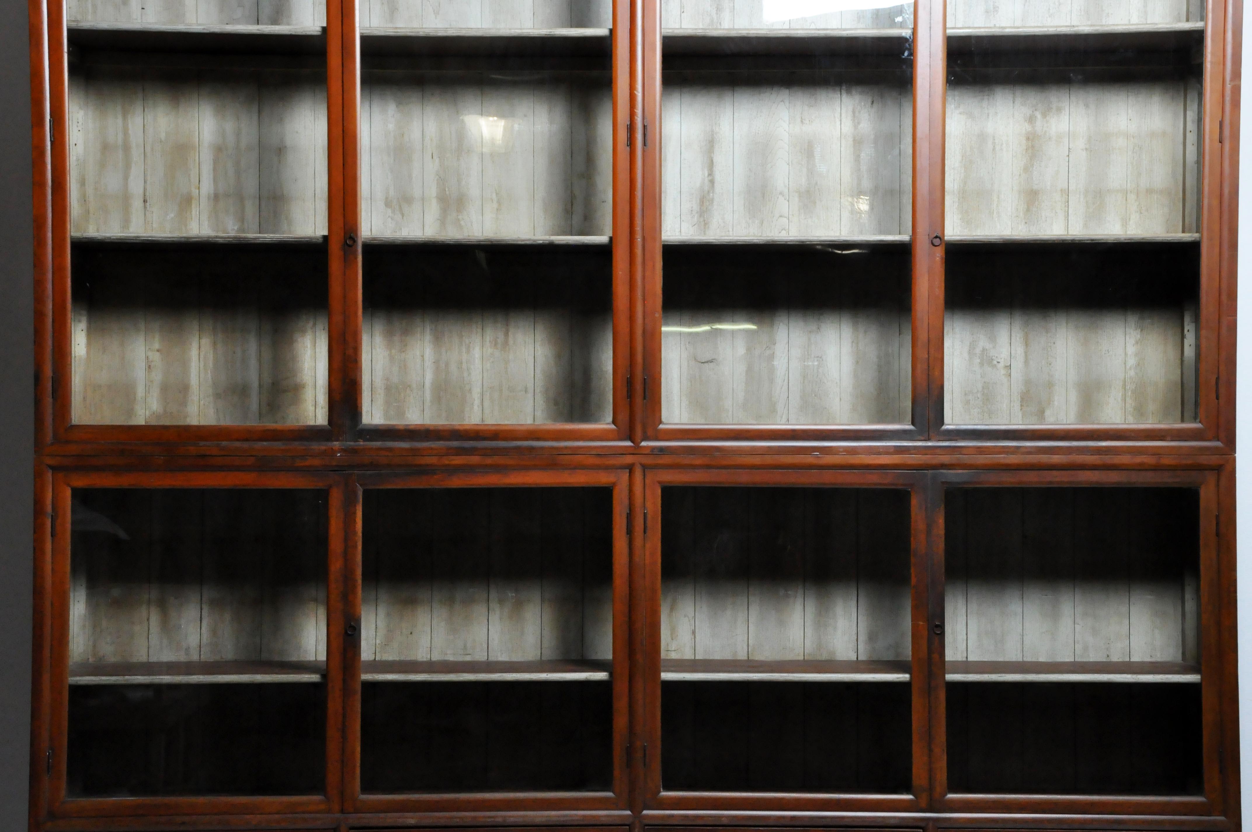Thai Monumental British Colonial Teak Wood Bookcase