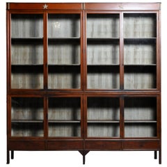 Antique Monumental British Colonial Teak Wood Bookcase