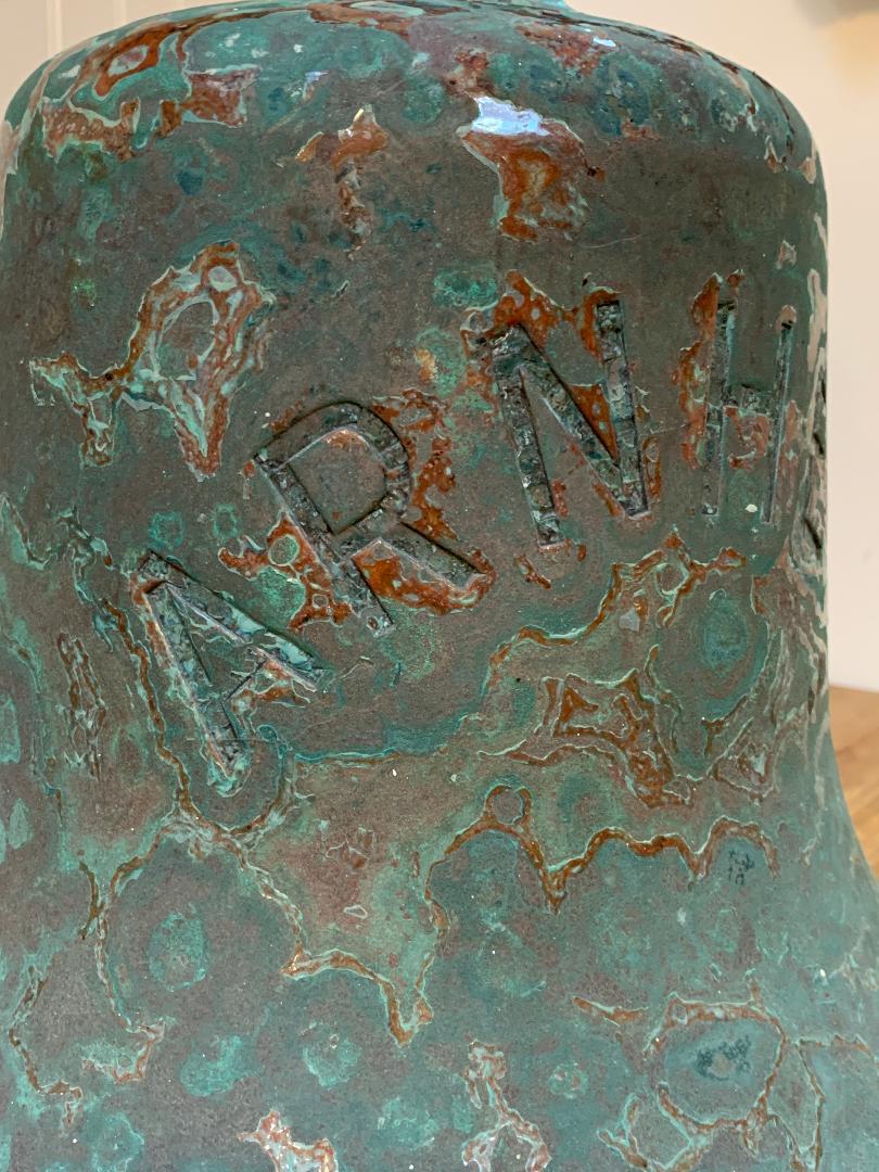 Monumental Bronze Bell Engraved Arnhem In Good Condition For Sale In Southampton, NY