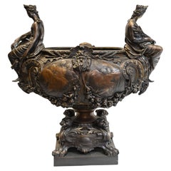 Monumental Bronze Bowl Centerpiece French Classical Lerolle Freres