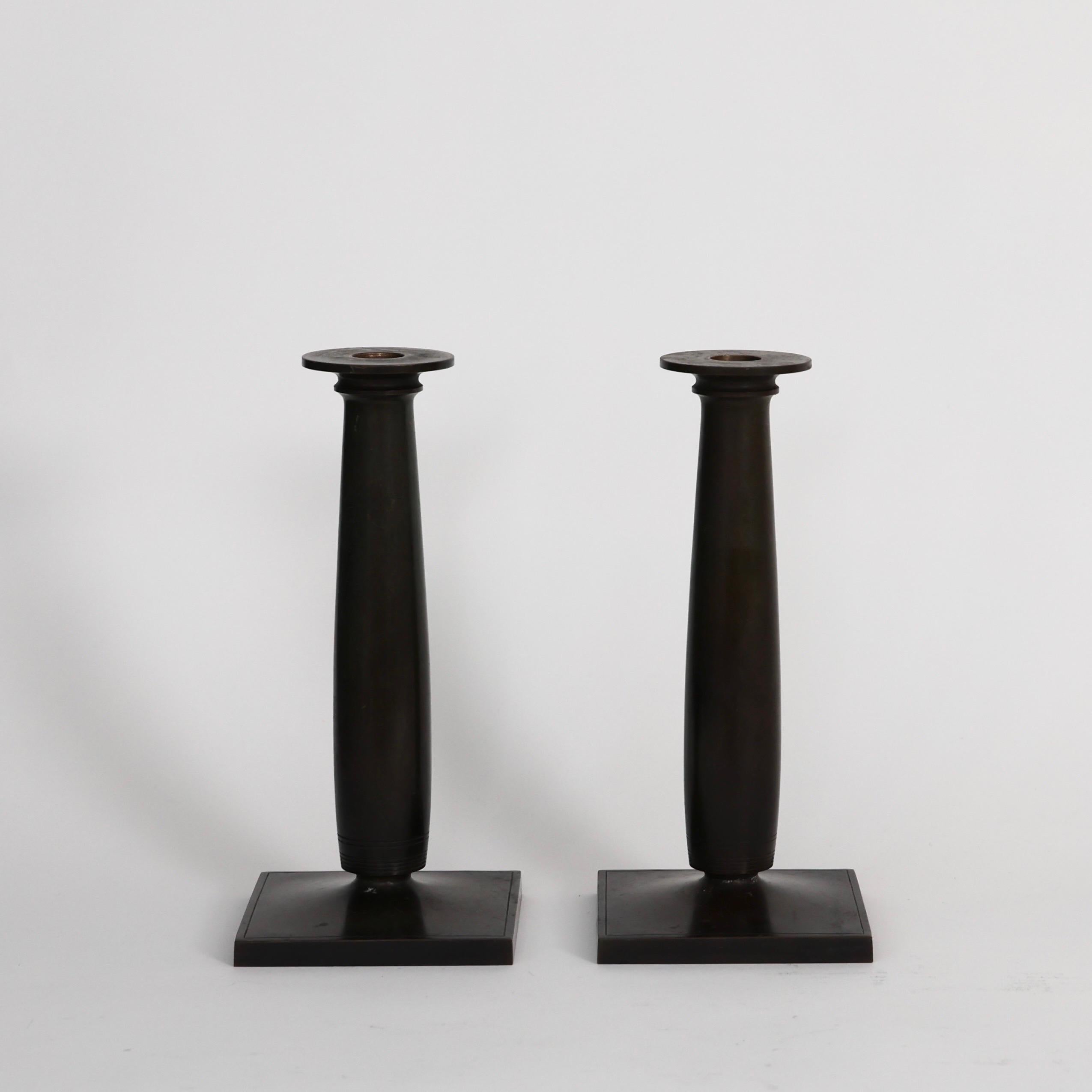 Monumental Bronze Candleholders by Just Andersen, 1920s, Denmark For Sale 4