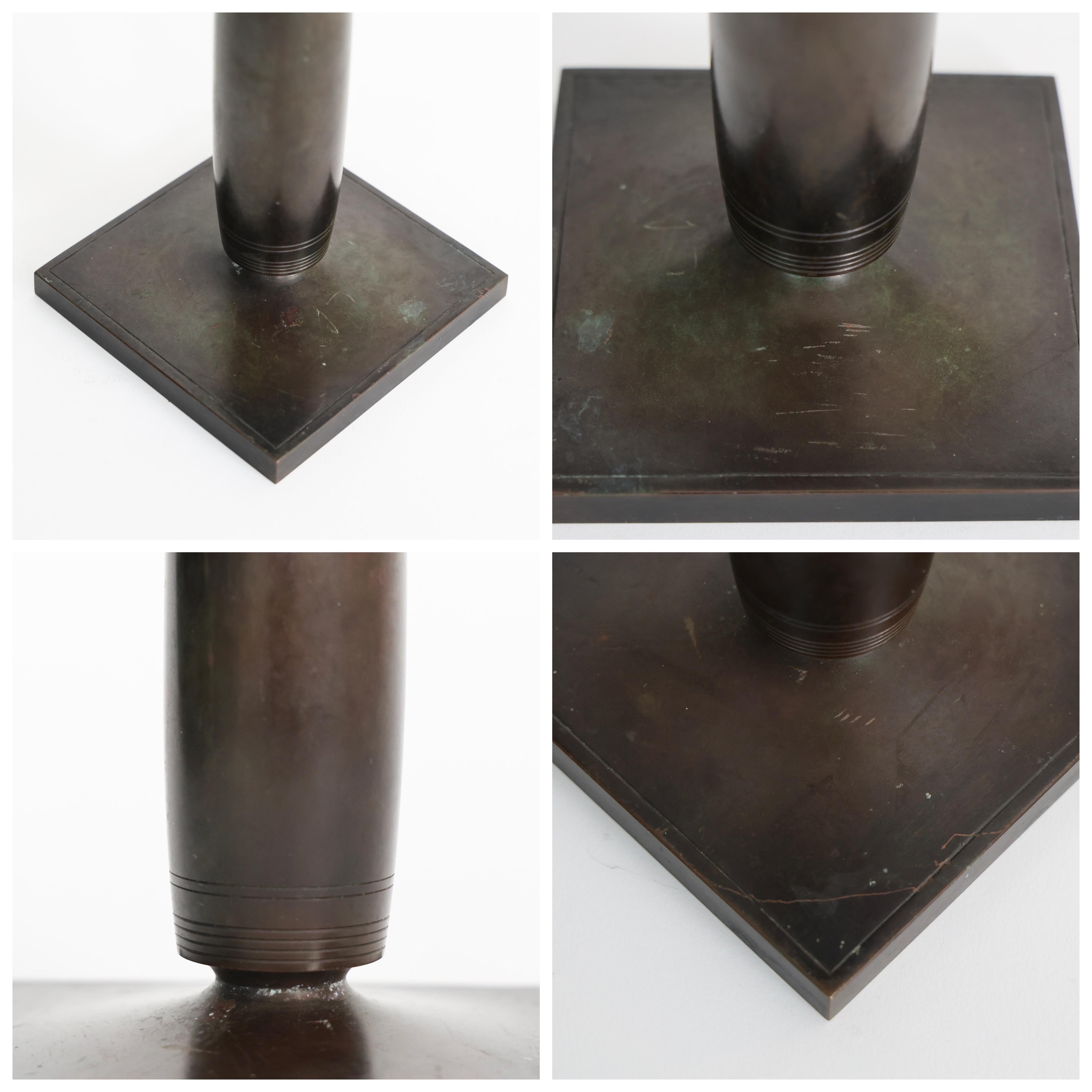 Monumental Bronze Candleholders by Just Andersen, 1920s, Denmark For Sale 7