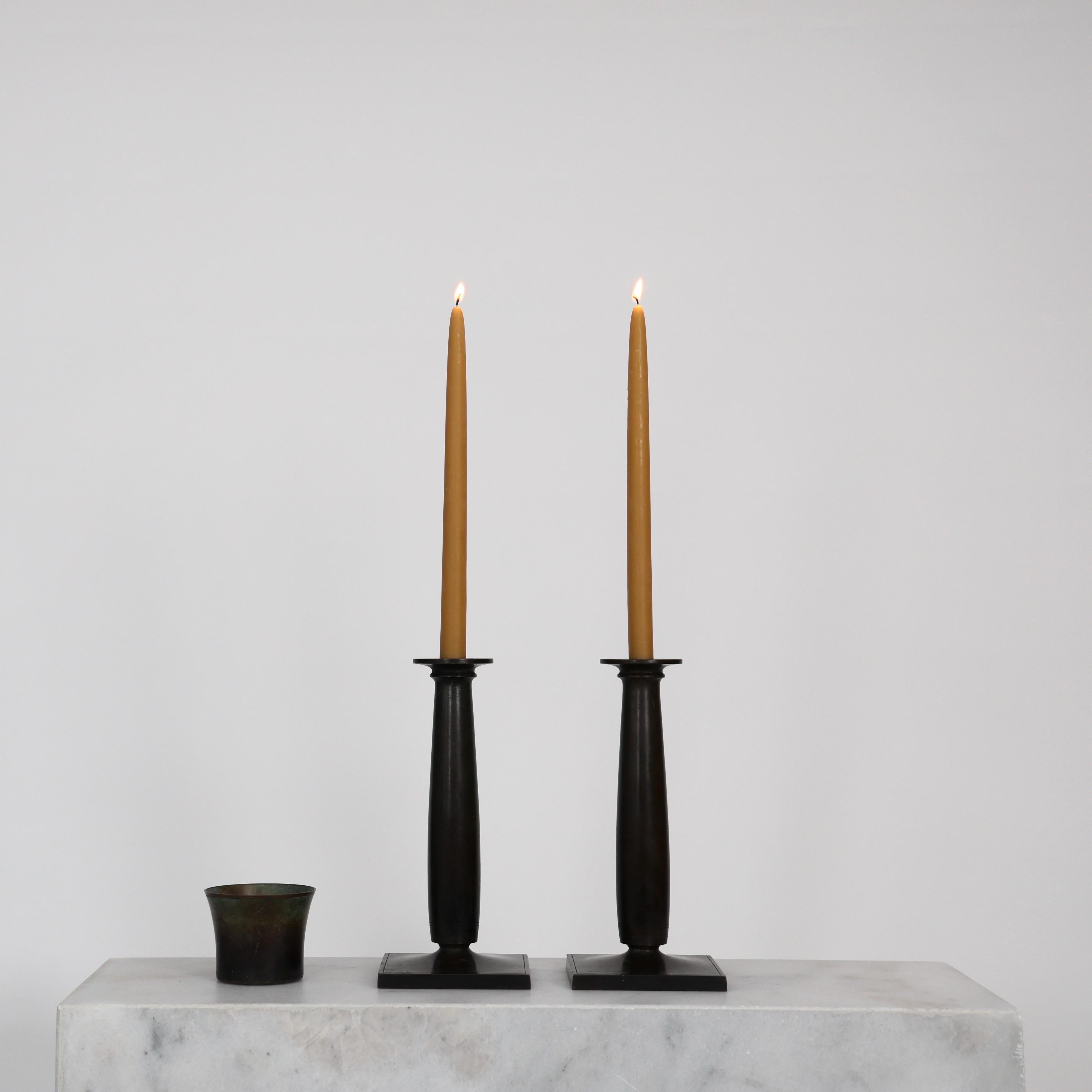Monumental Bronze Candleholders by Just Andersen, 1920s, Denmark For Sale 8