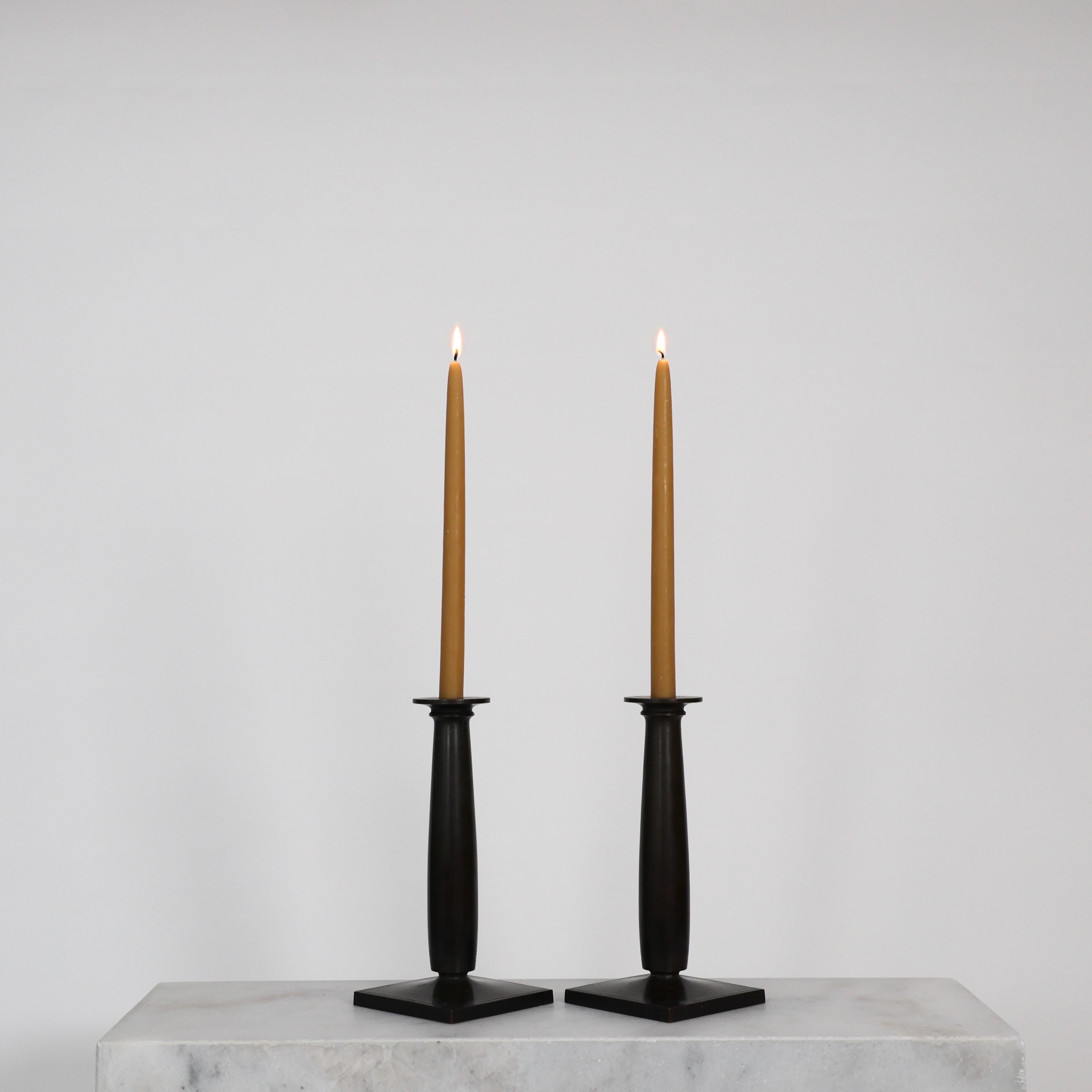 Monumental Bronze Candleholders by Just Andersen, 1920s, Denmark In Good Condition For Sale In Værløse, DK