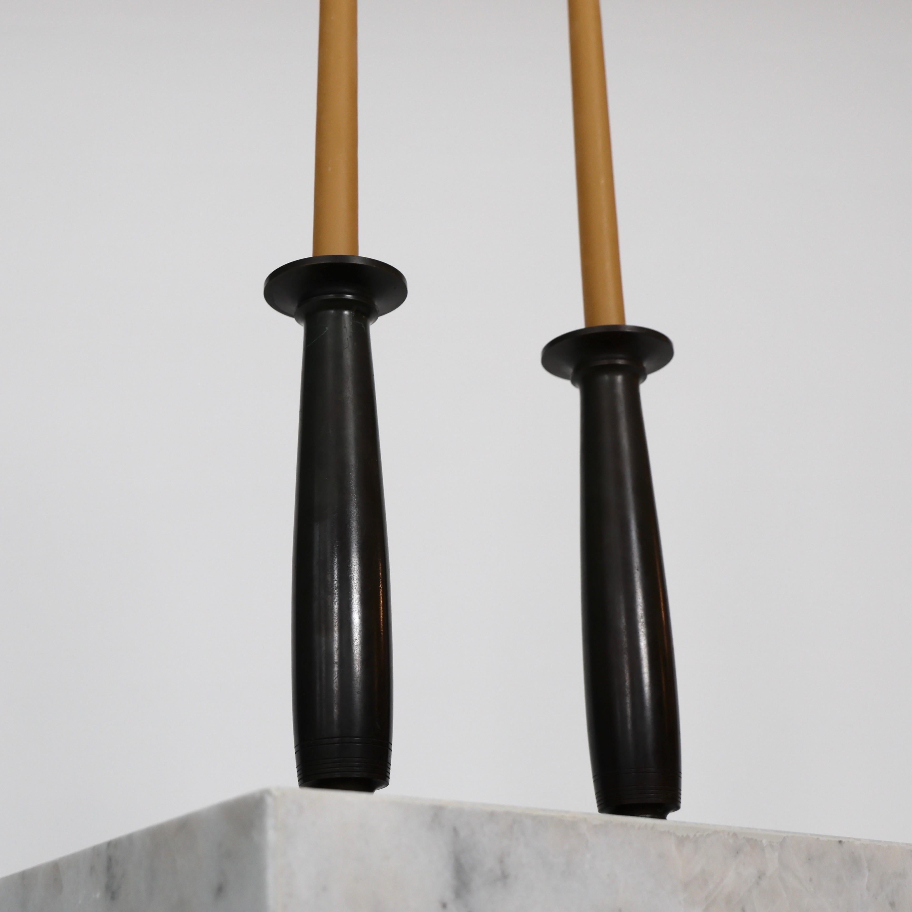 Monumental Bronze Candleholders by Just Andersen, 1920s, Denmark For Sale 1