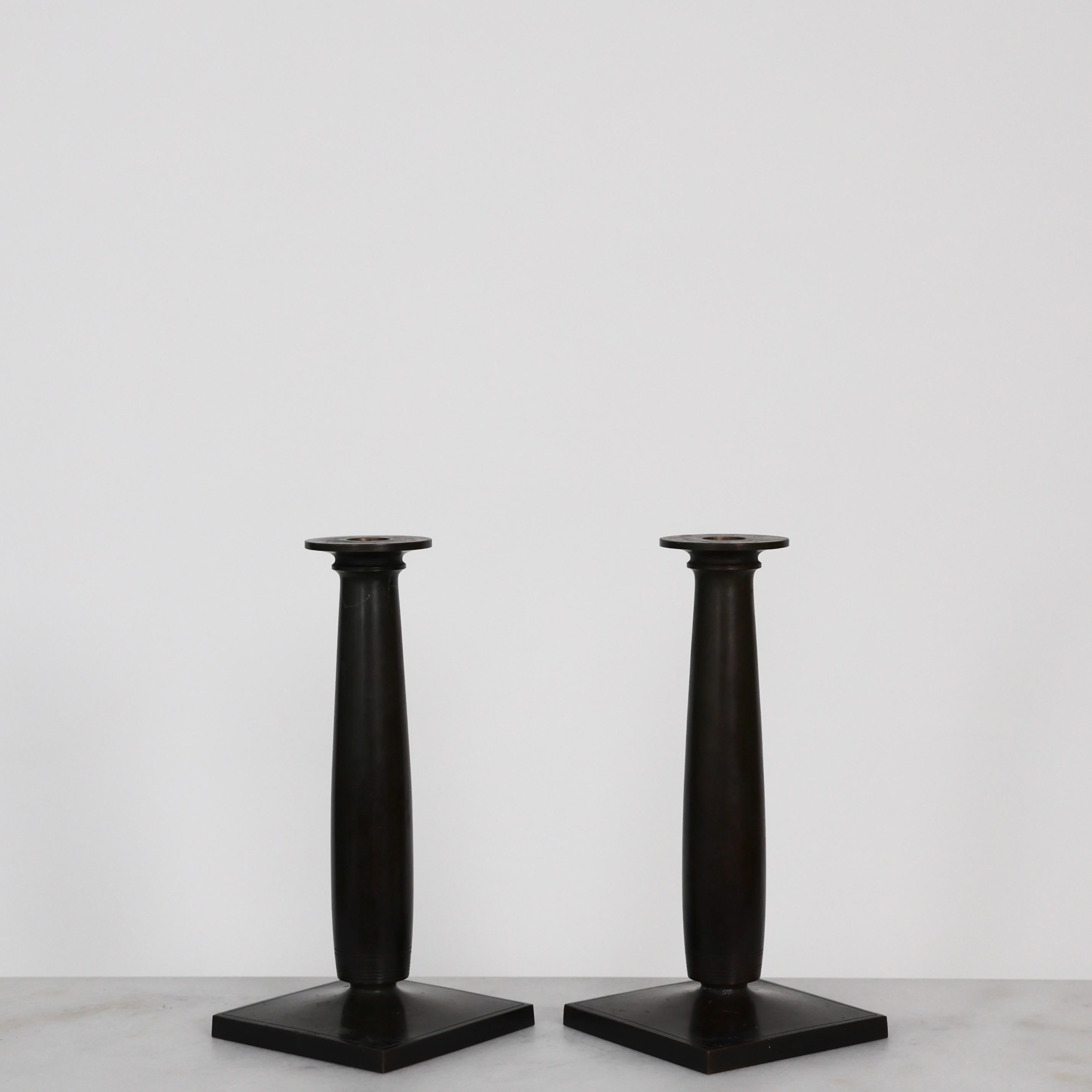 Monumental Bronze Candleholders by Just Andersen, 1920s, Denmark For Sale 2