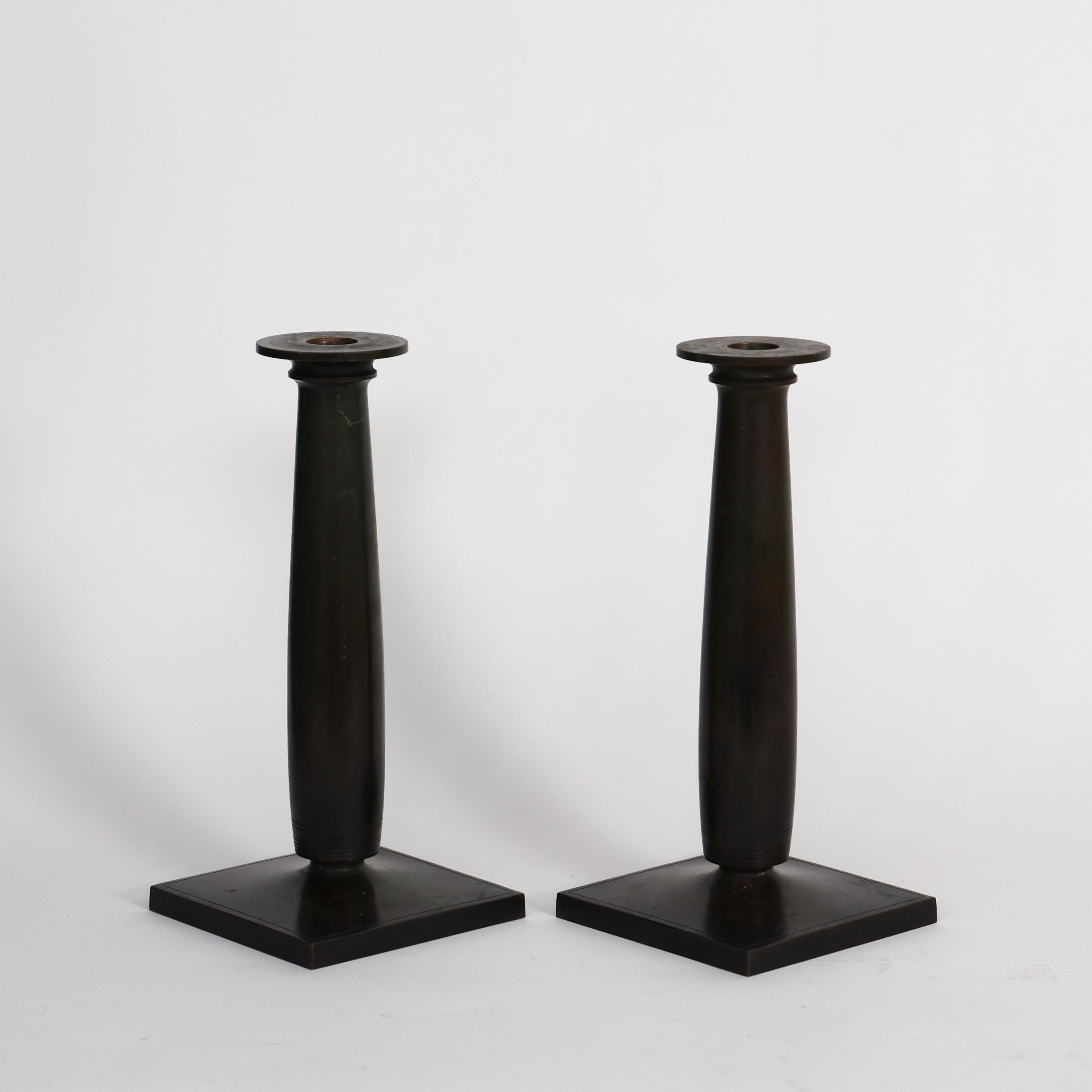 Monumental Bronze Candleholders by Just Andersen, 1920s, Denmark For Sale 3