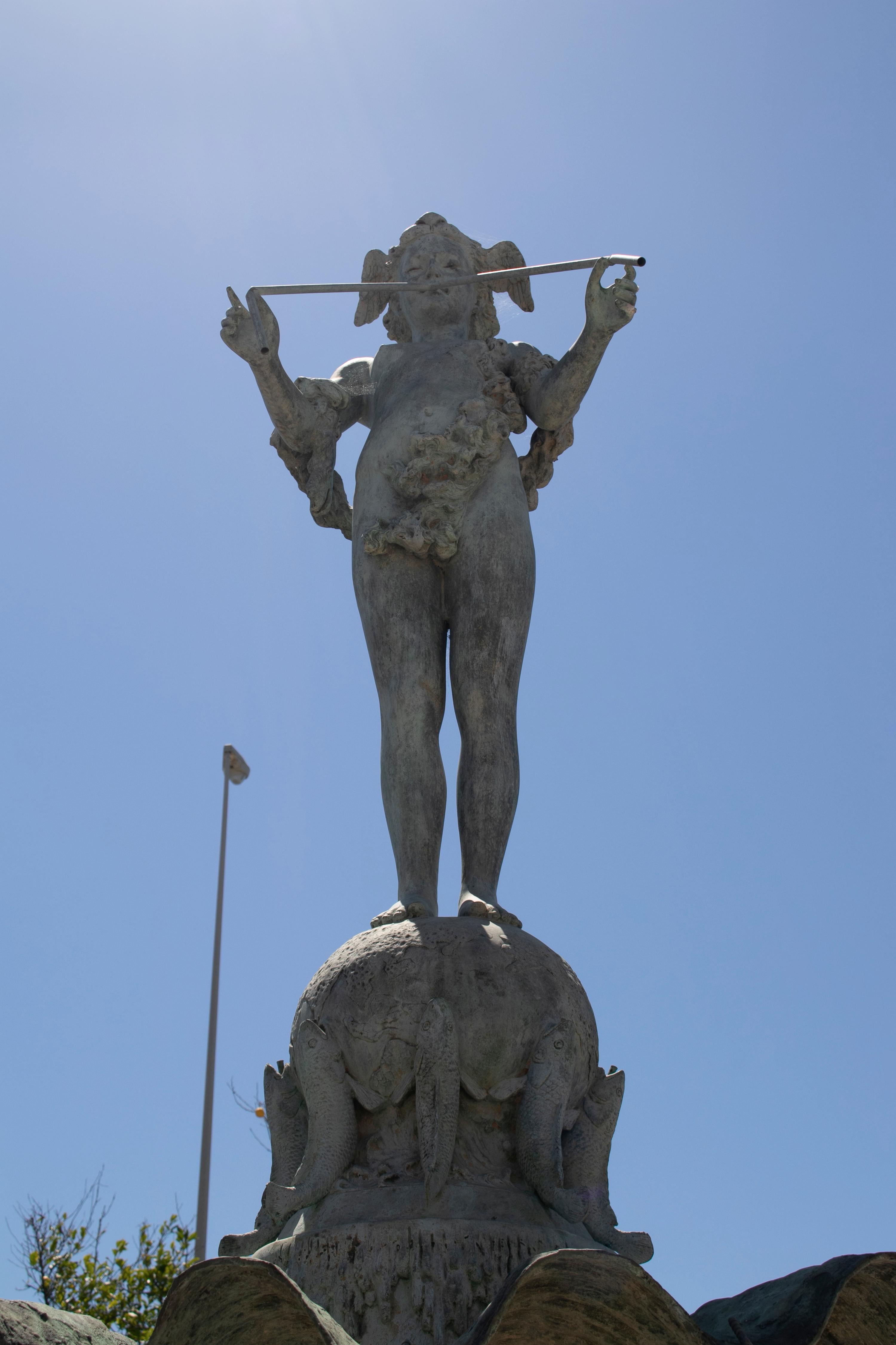 Monumental Bronze Fountain with the Three Graces, Conch Tier with Boy 1