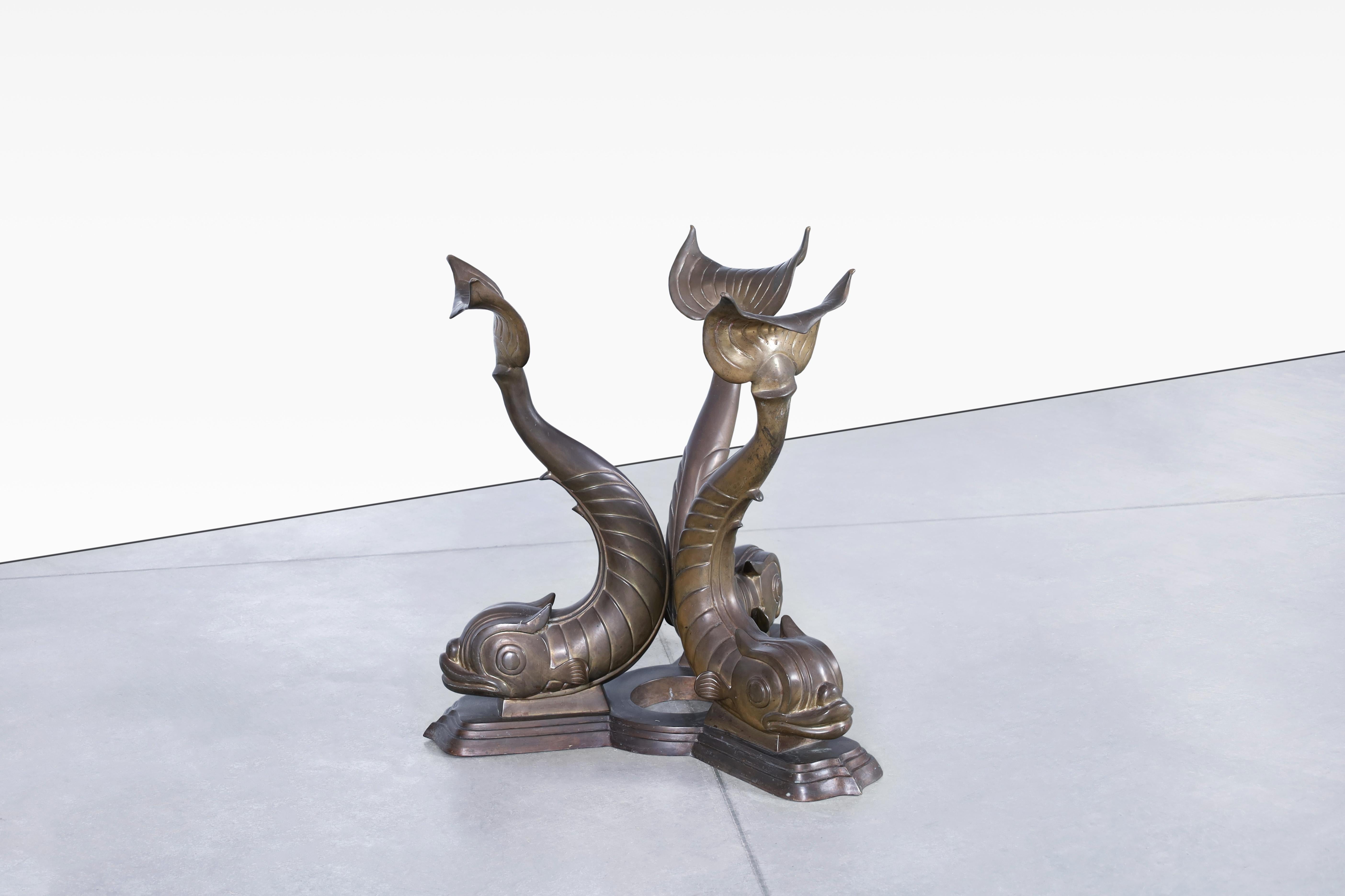 Monumental Bronze Koi Fish Dining Table For Sale 5