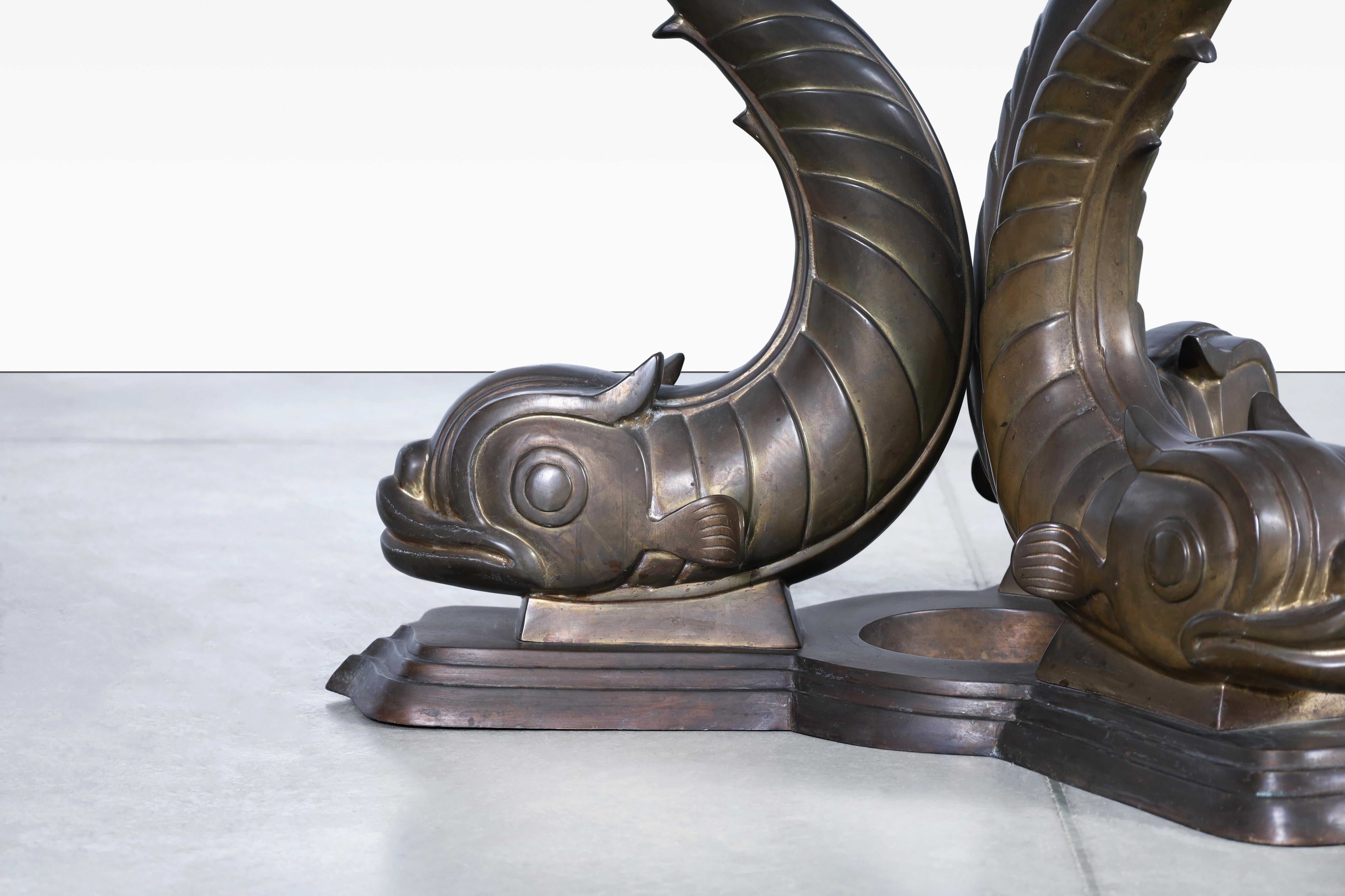 Monumental Bronze Koi Fish Dining Table For Sale 6