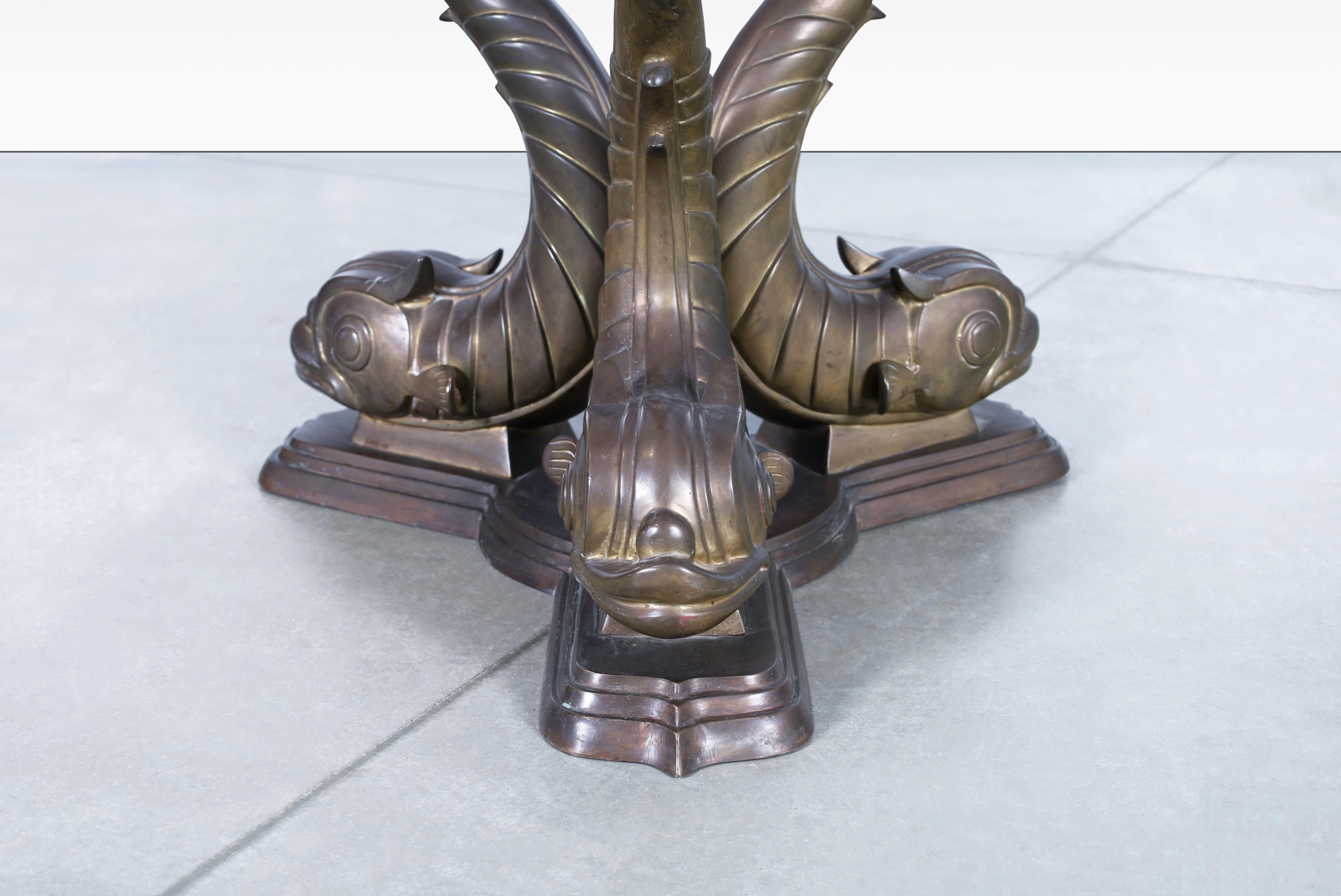Mid-Century Modern Monumental Bronze Koi Fish Dining Table For Sale