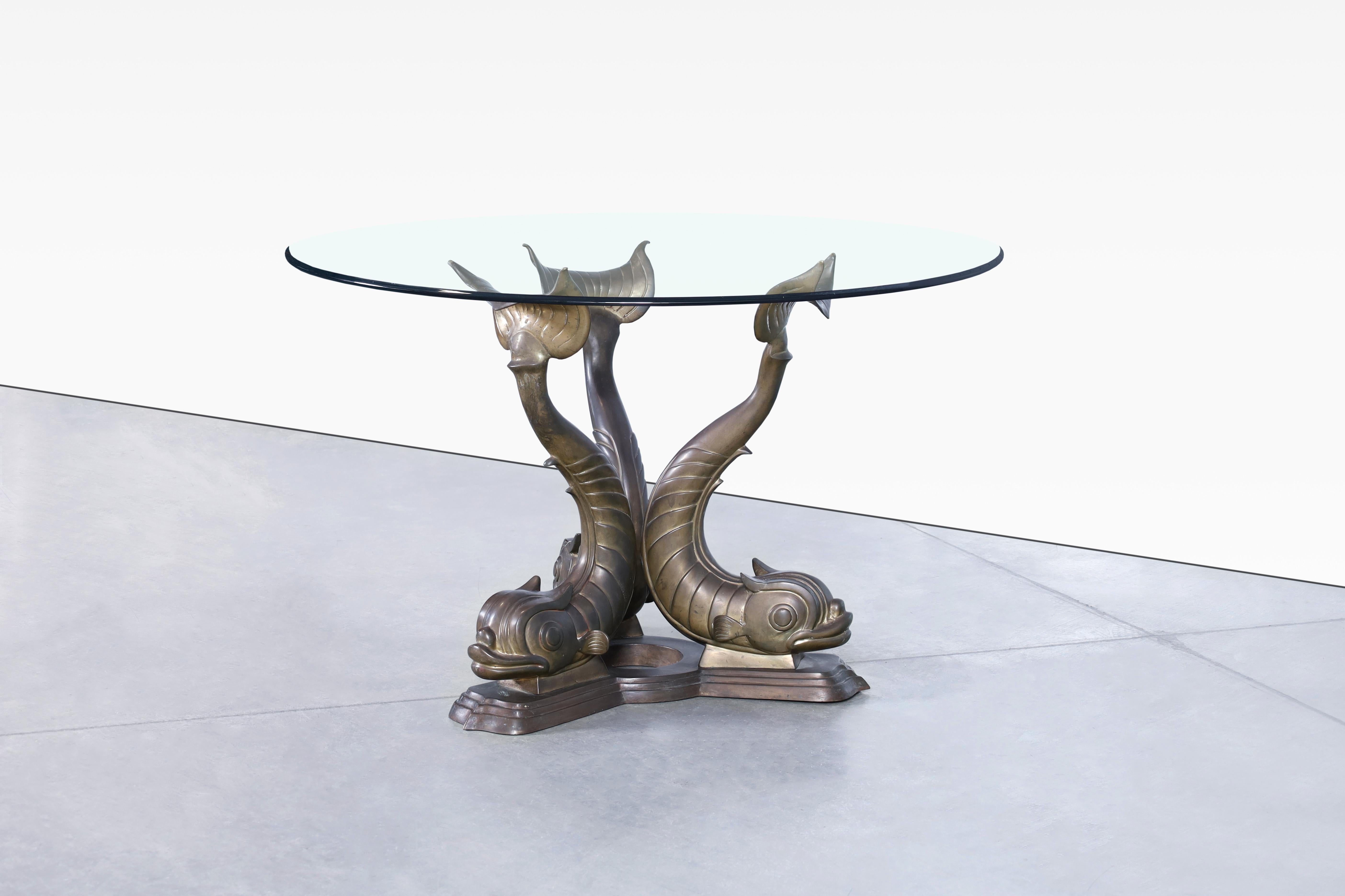 Late 20th Century Monumental Bronze Koi Fish Dining Table For Sale