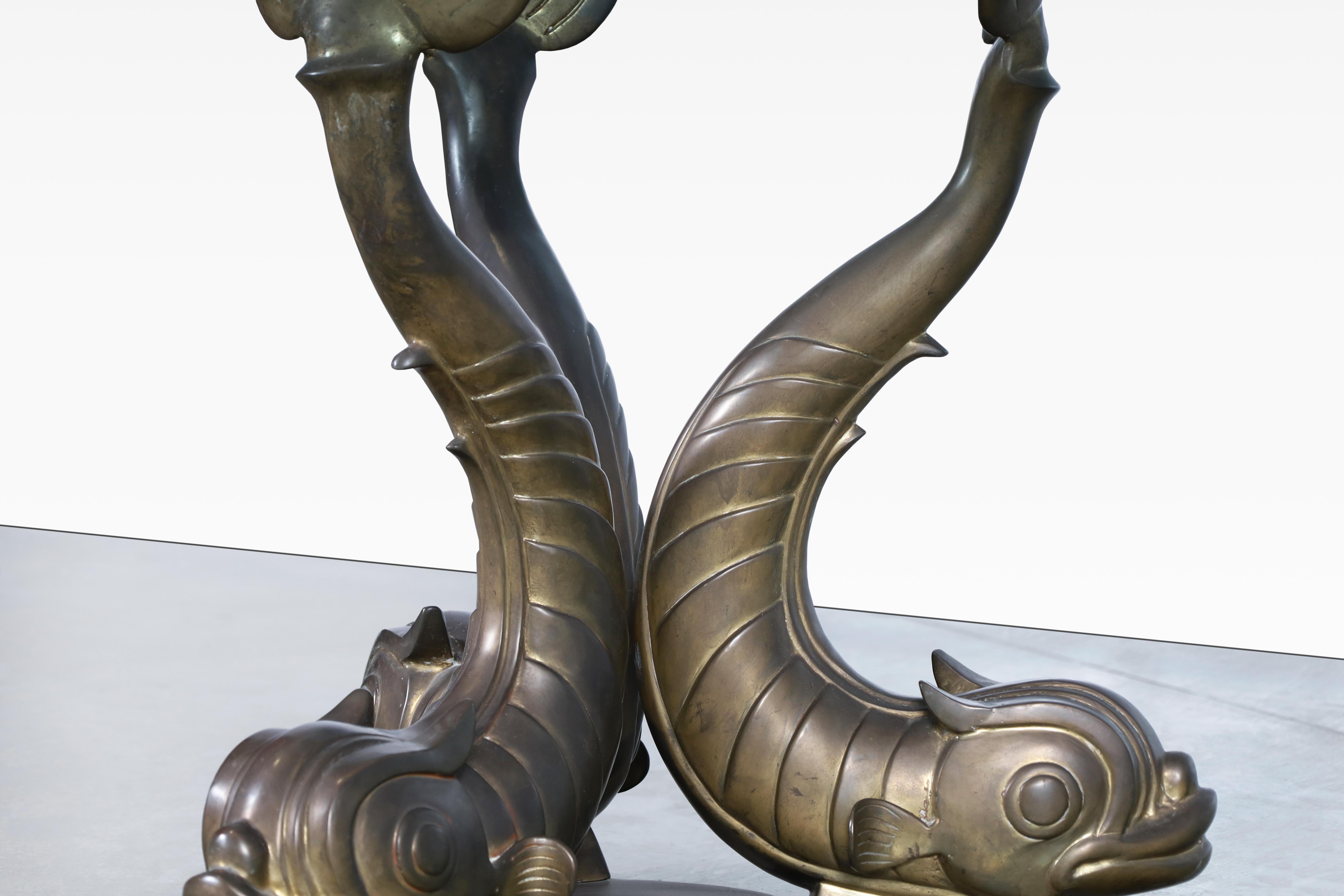 Monumental Bronze Koi Fish Dining Table For Sale 1
