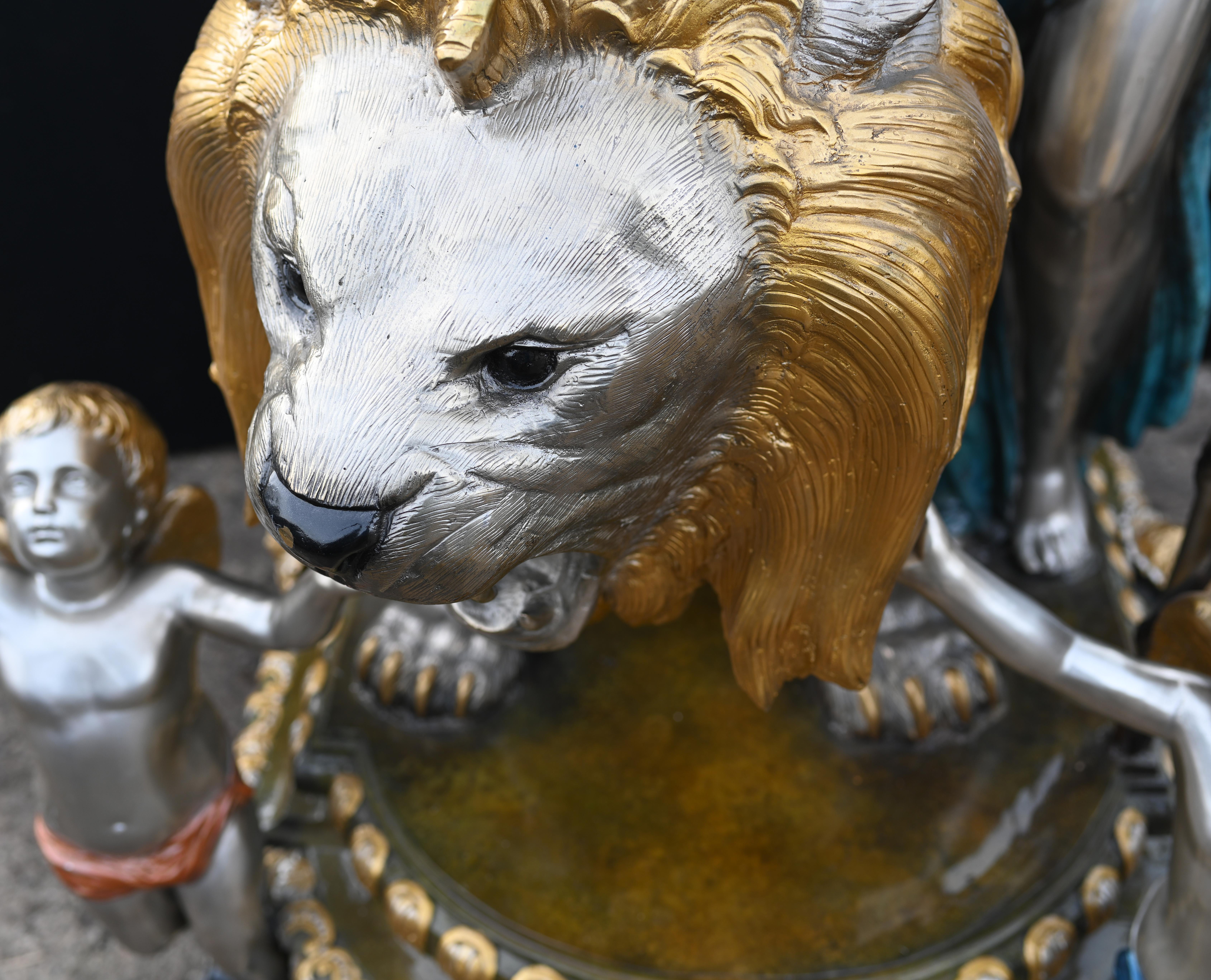 Monumental Bronze Maiden Lamps Lion Cherub Candelabra 8