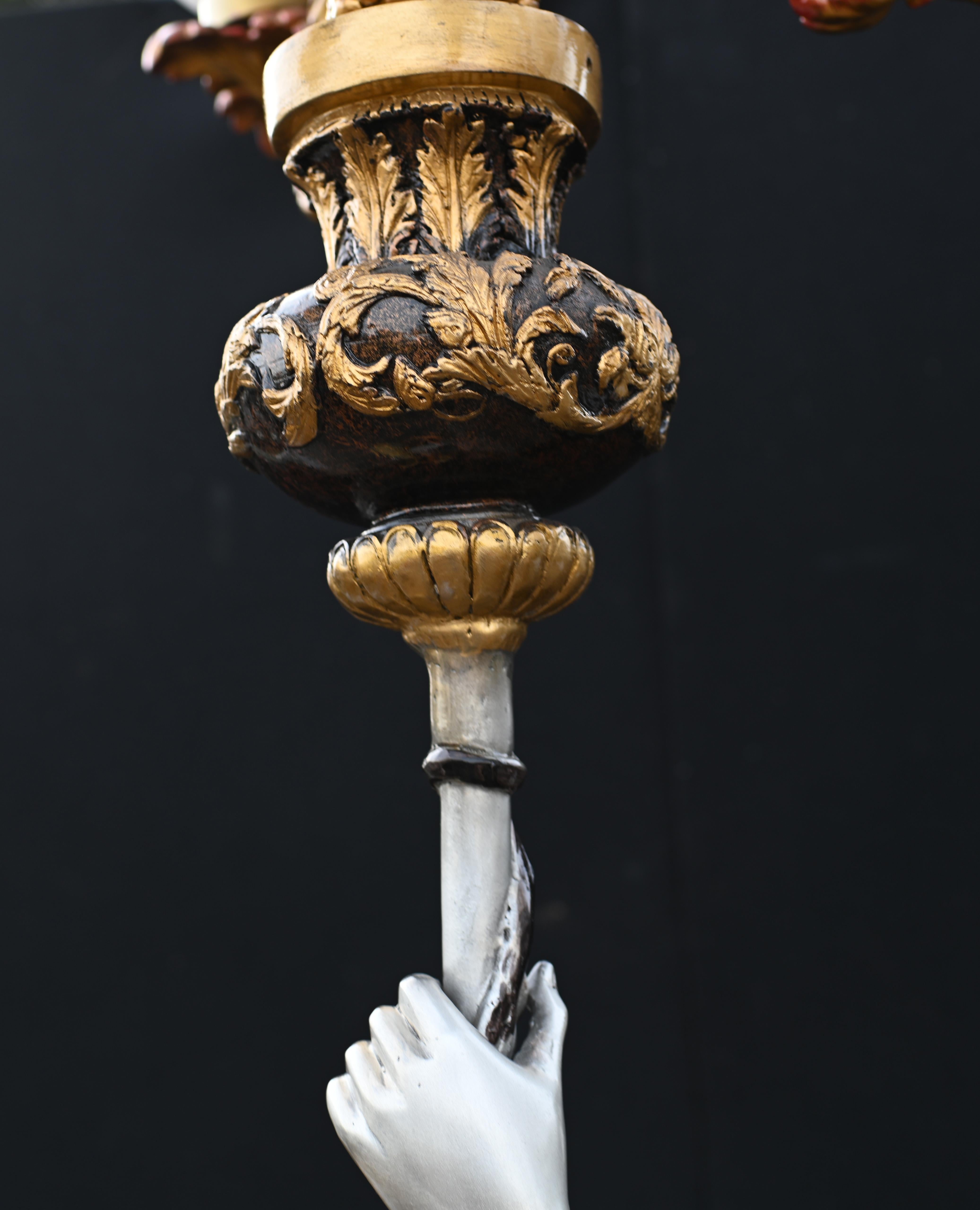 Monumental Bronze Maiden Lamps Lion Cherub Candelabra 10