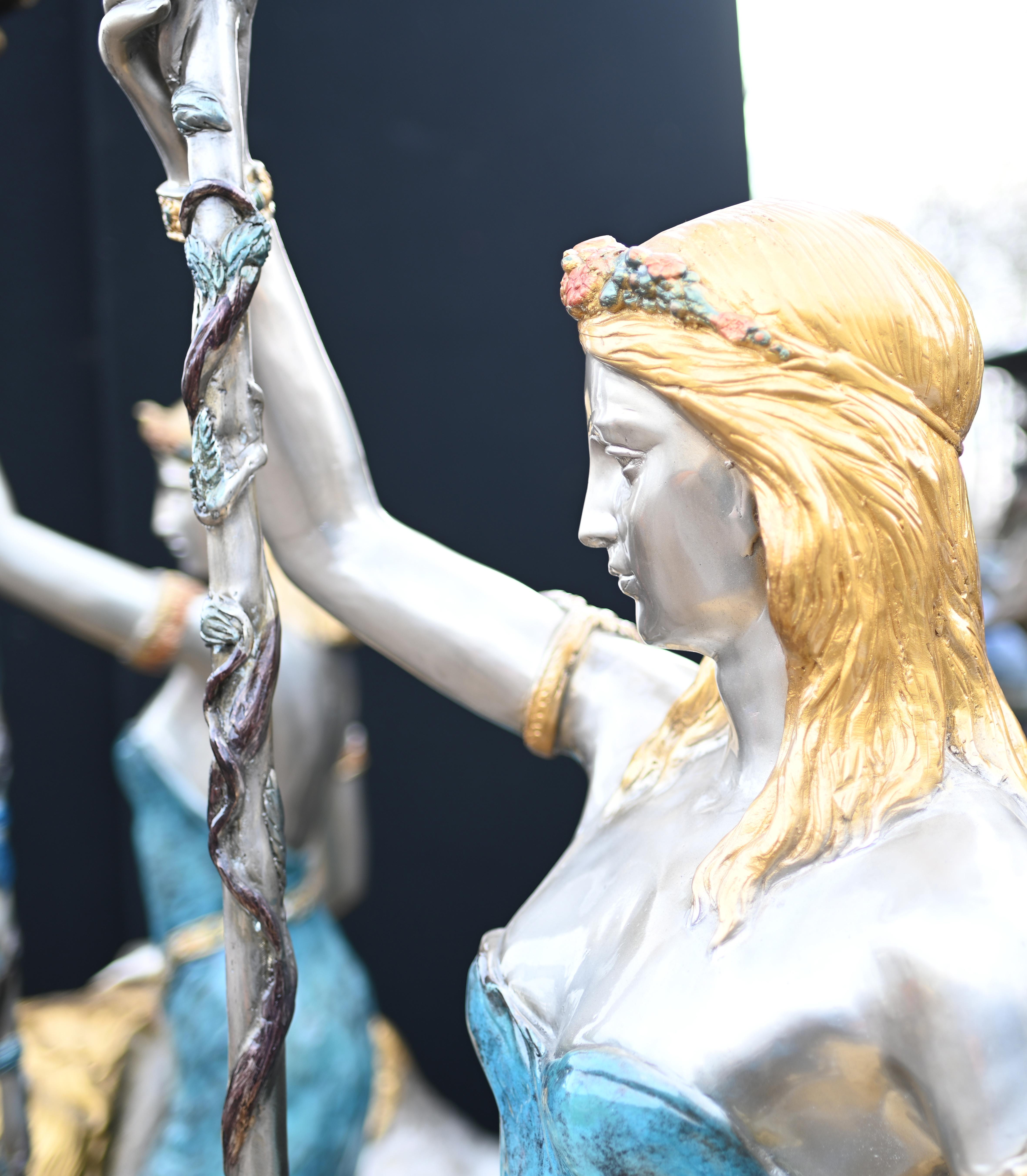 Lampes monumentales pour jeunes filles en bronze, candélabre à 10 pieds en forme de lion 15