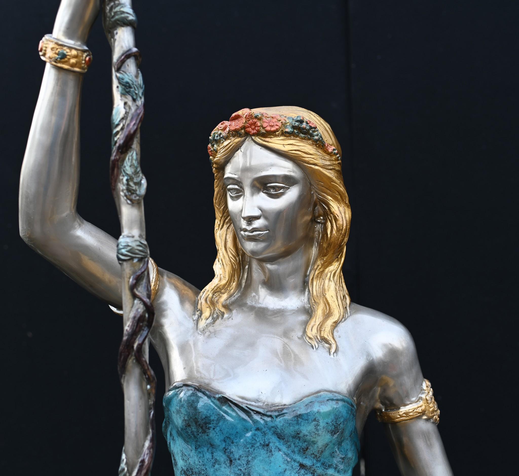 Monumental Bronze Maiden Lamps Lion Cherub Candelabra 10 Feet For Sale 4