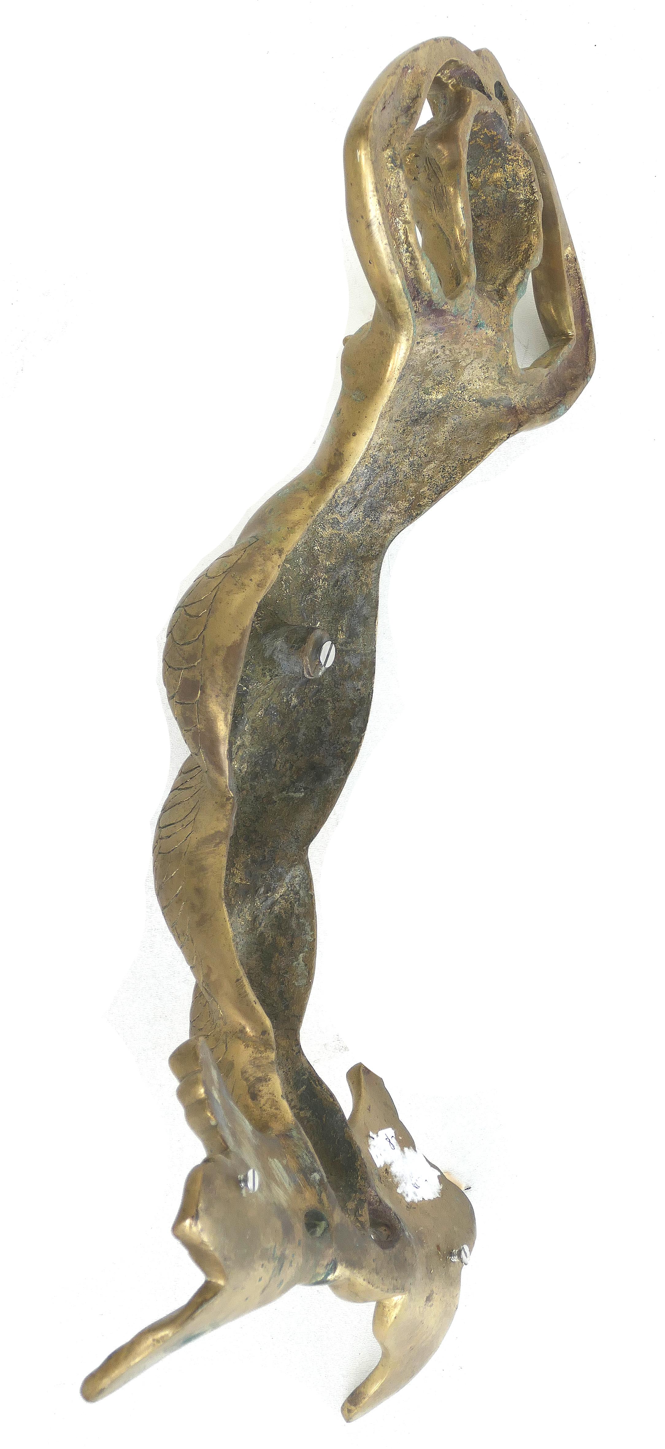 20th Century Monumental Bronze Mermaid Handles or Door Knockers