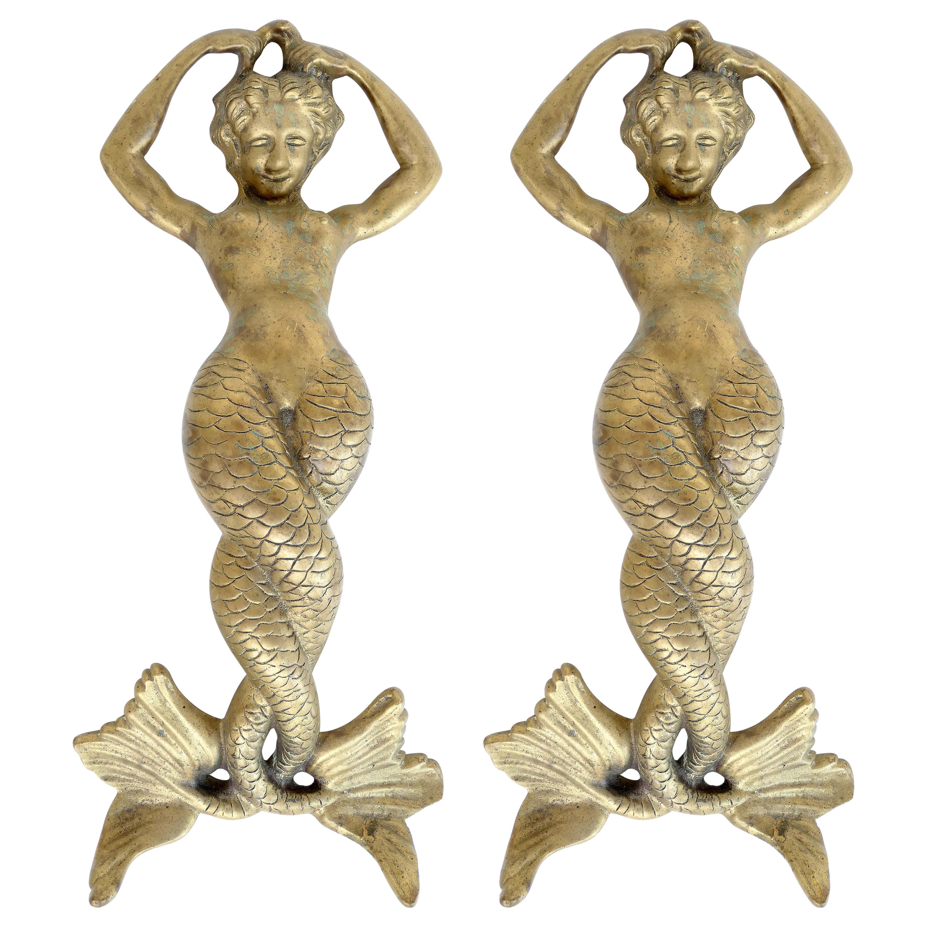 Monumental Bronze Mermaid Handles or Door Knockers