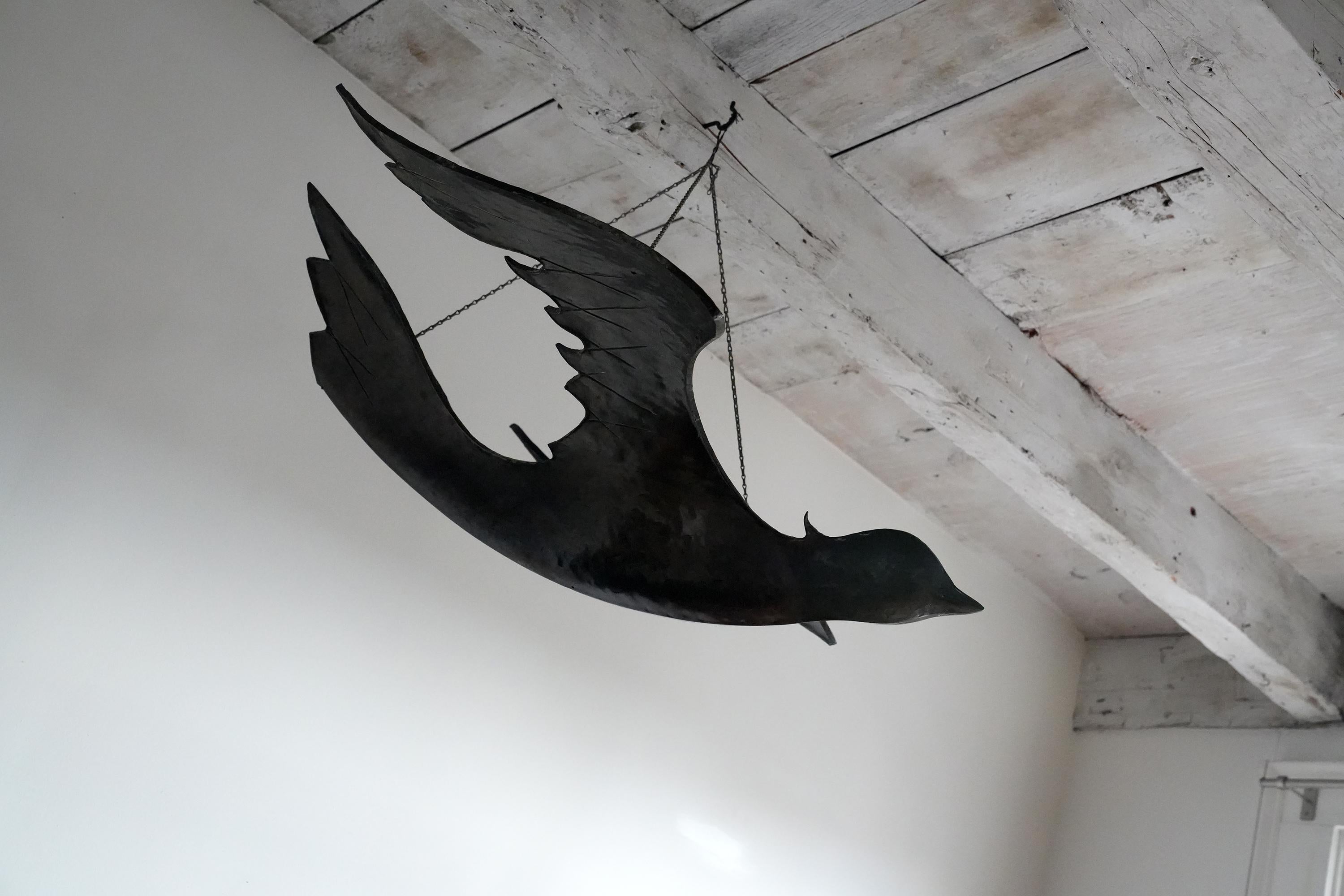 20th Century Monumental Bronze Modernist Flying Bird Sculpture