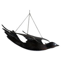 Monumental Bronze Modernist Flying Bird Sculpture