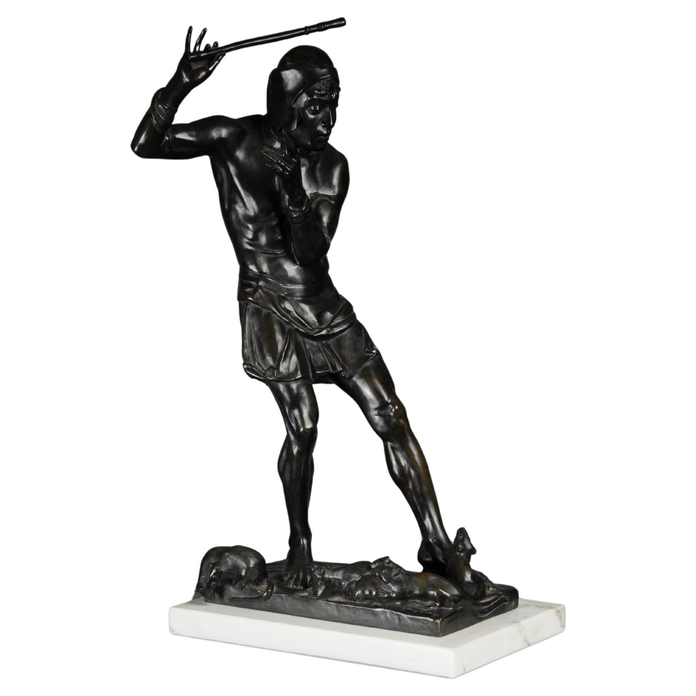 Escultura monumental de bronce, G. Hengstenberg  El flautista de Hamelin en venta