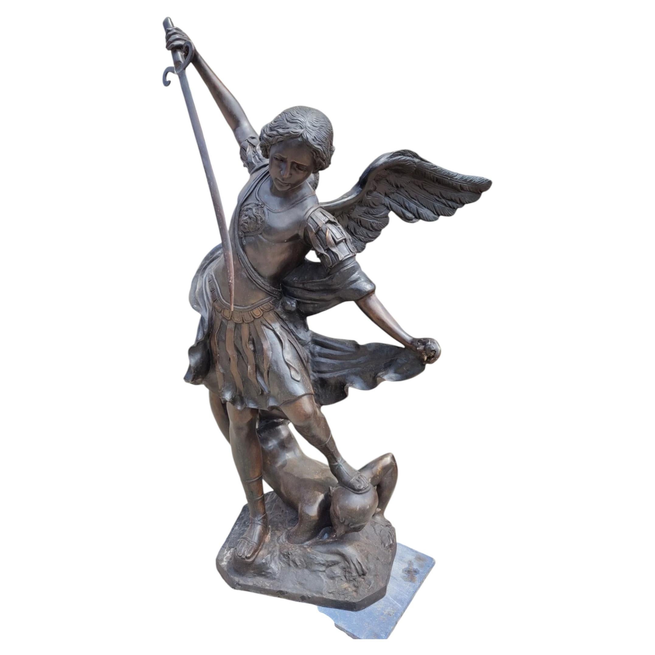 Monumental Bronze Sculpture, lost-wax casting " Saint Michael the Archangel " For Sale