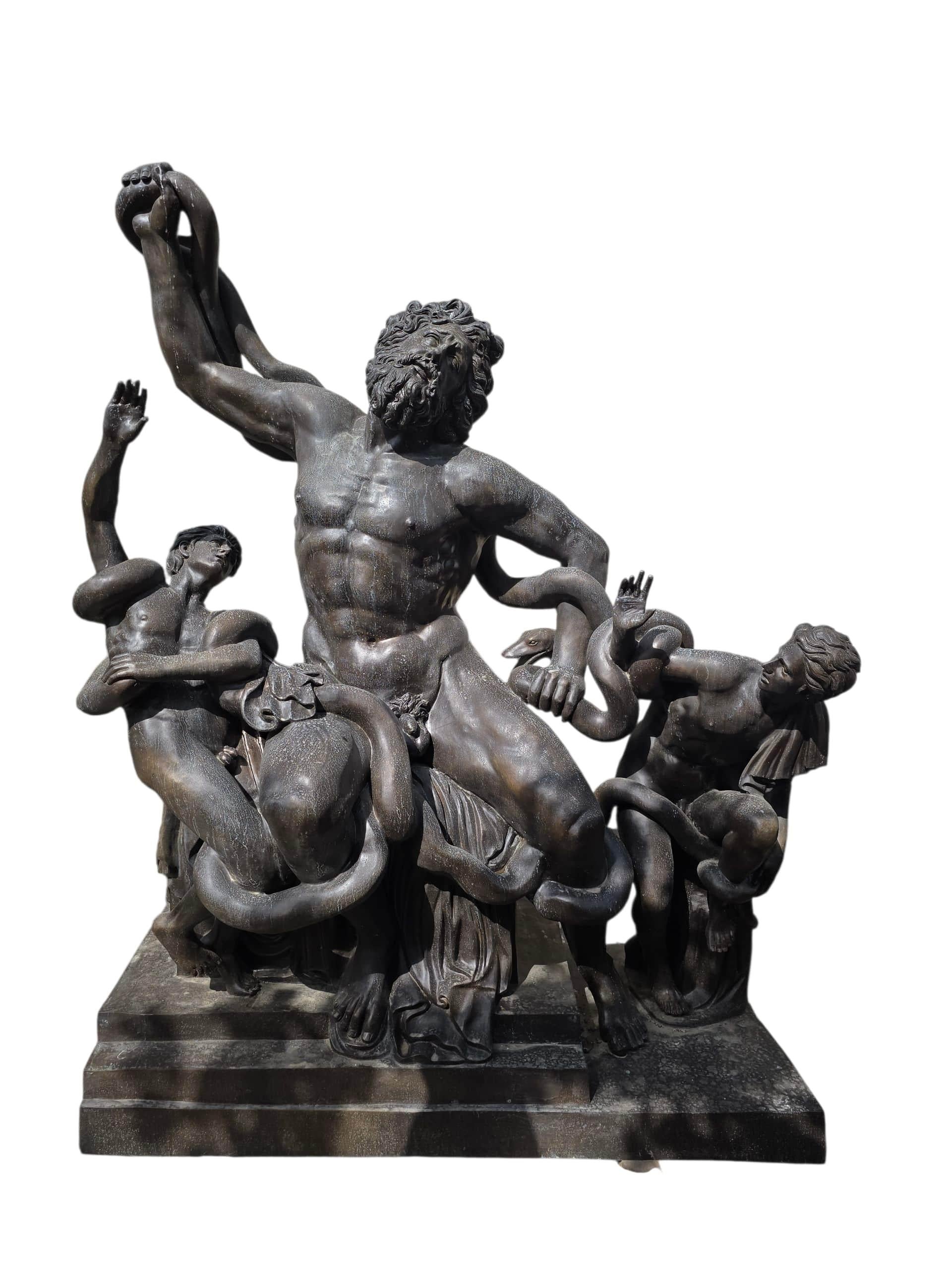 An extraordinary monumental bronze sculpture depicting the iconic figure of Laocoön and his sons, inspired by the classical Hellenistic masterpiece. Cast in Italy during the 1950s, this imposing work captures the dramatic tension and anatomical