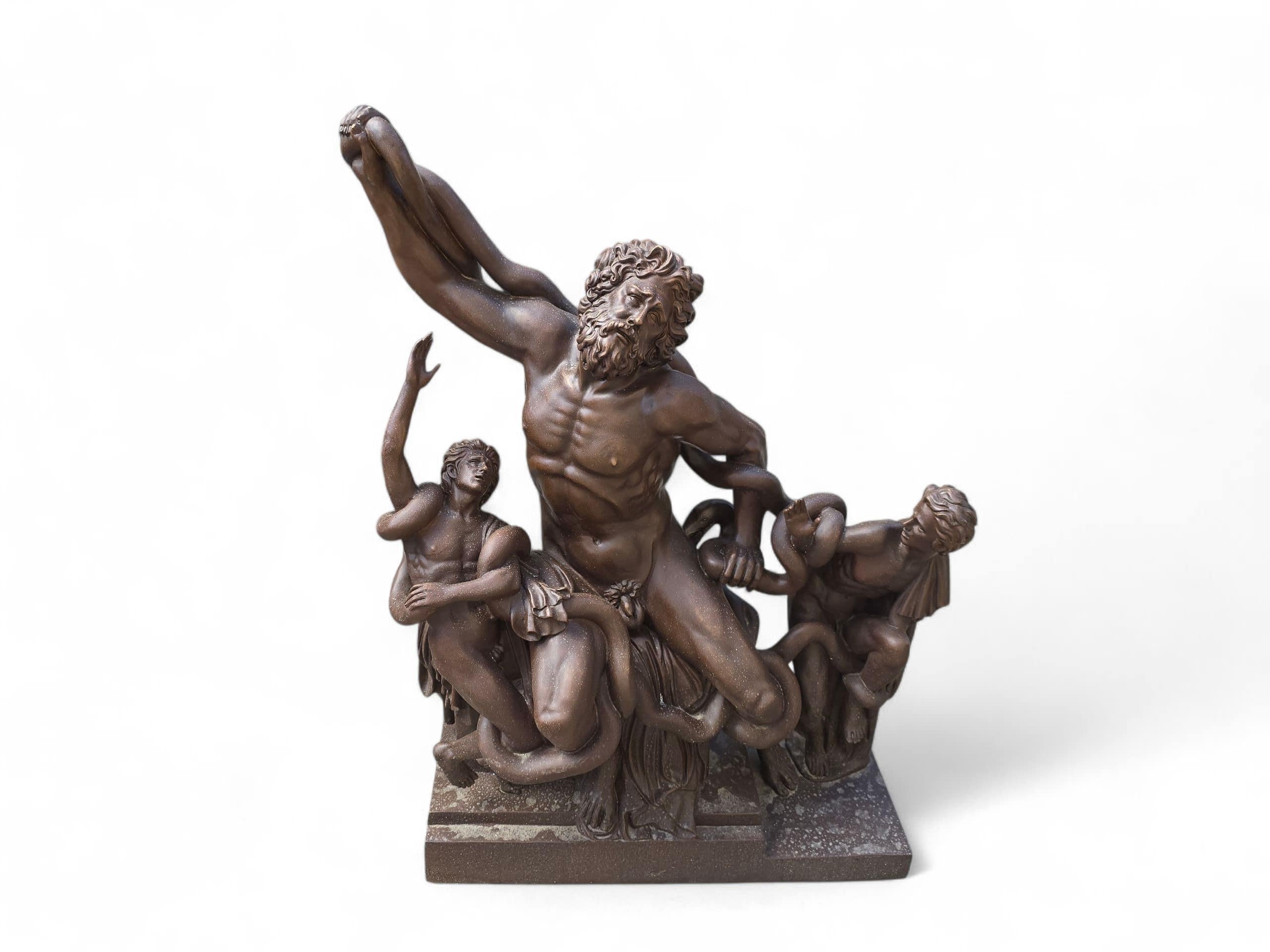 An extraordinary monumental bronze sculpture depicting the iconic figure of Laocoön and his sons, inspired by the classical Hellenistic masterpiece. Cast in Italy during the 1950s, this imposing work captures the dramatic tension and anatomical