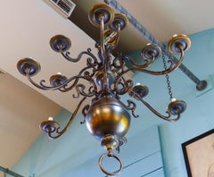 Monumental, Bronze Two-Tier Chandelier with Twelve Arms
