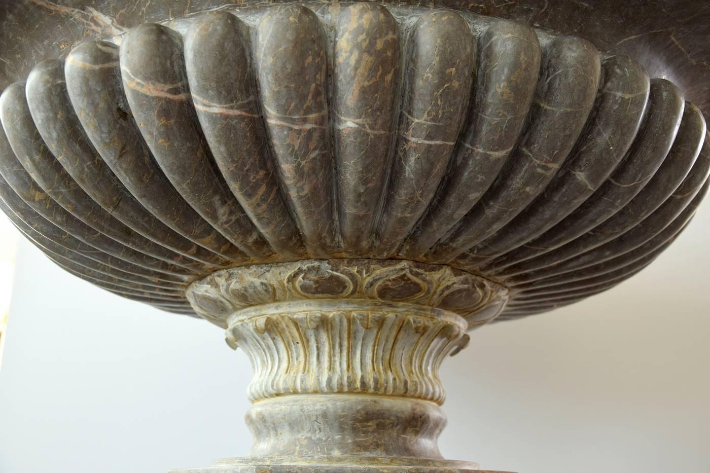 Italian Monumental Brown Marble Planter For Sale
