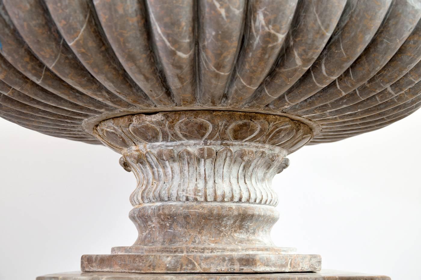 Italian Monumental Brown Marble Planter For Sale