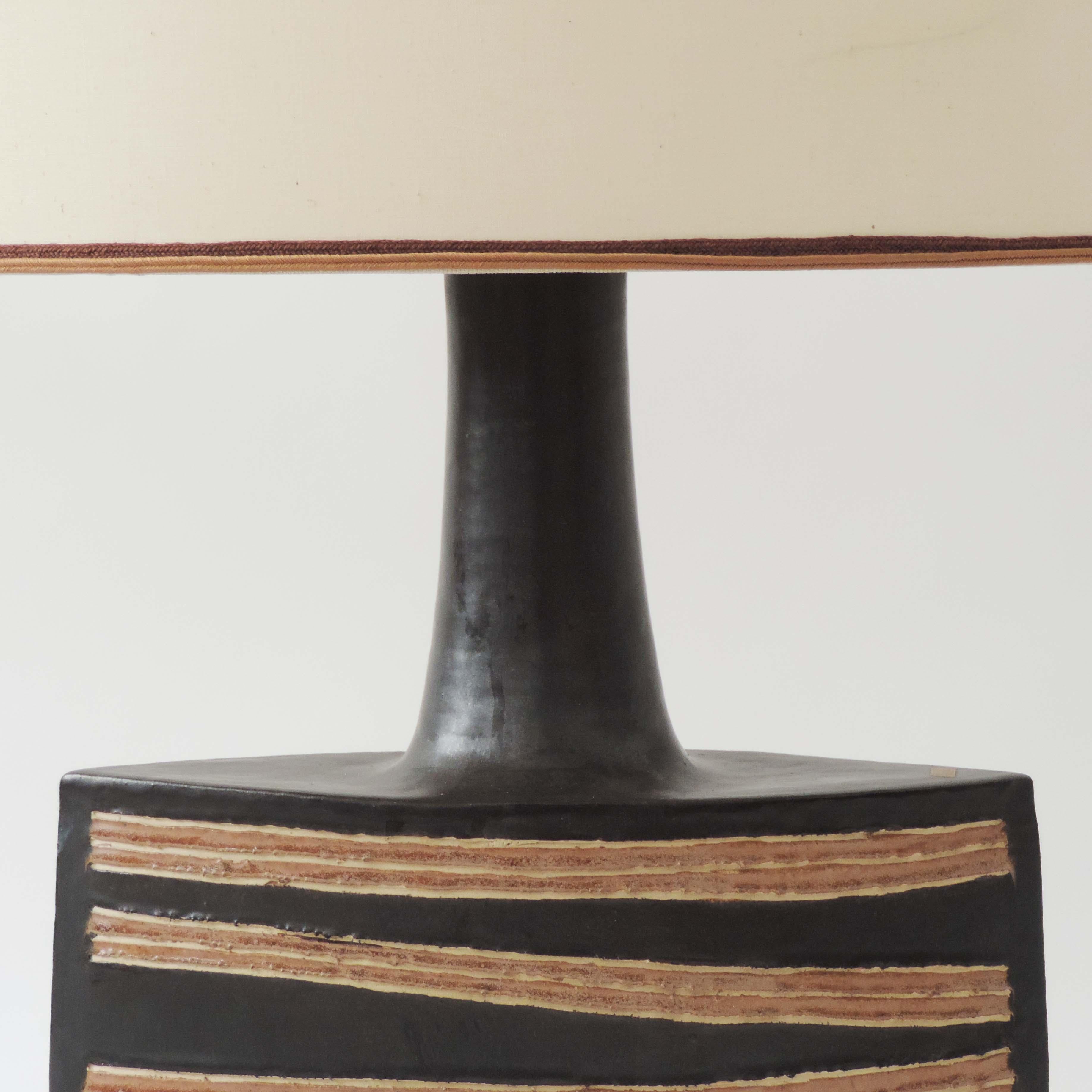 Italian Monumental Bruno Gambone Glazed Ceramic Earthenware Table Lamp, Italy, 1970s