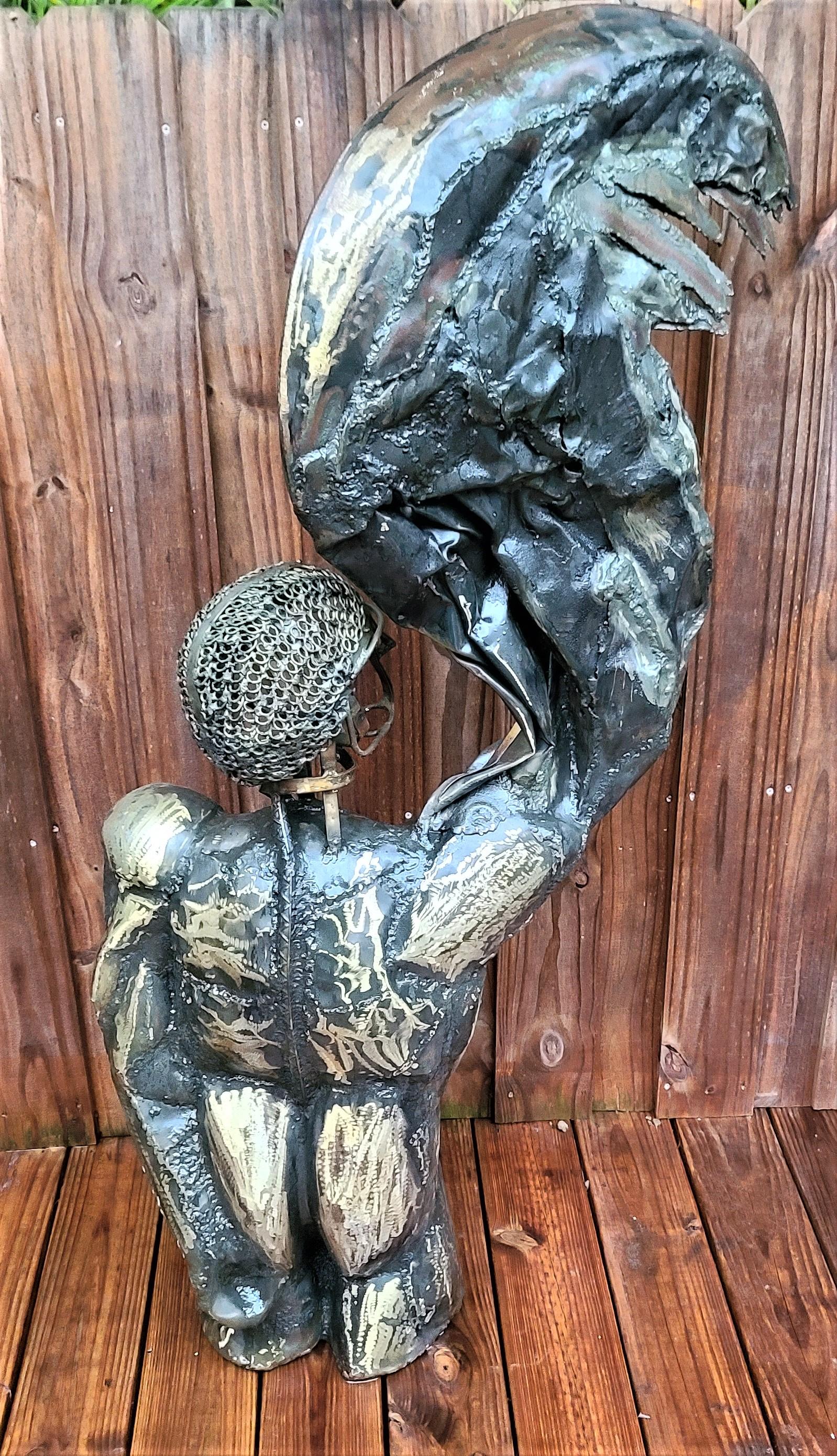 Hand-Crafted Monumental Brutalist Icarus Metal Sculpture by Dewey Smith For Sale
