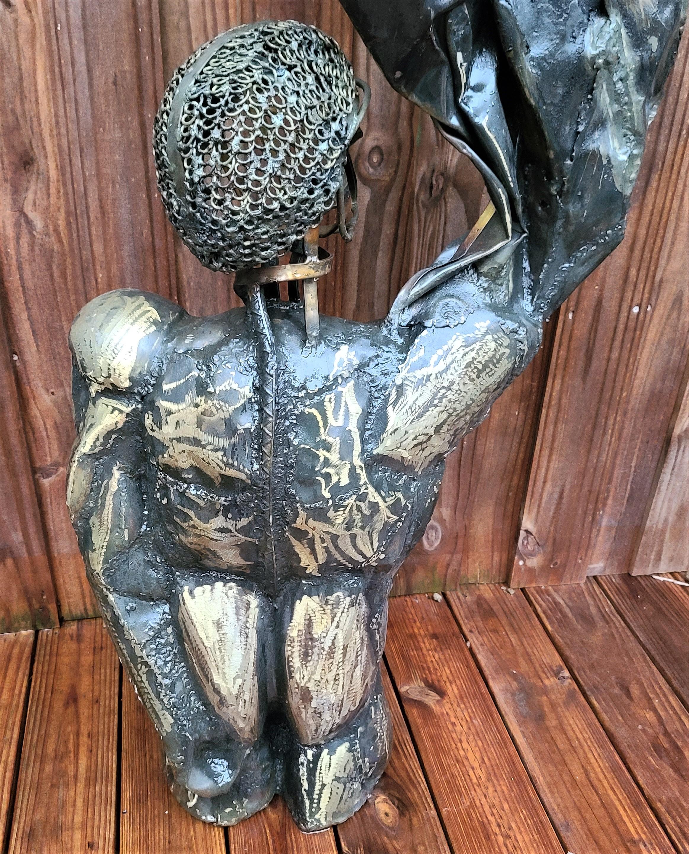 Monumental Brutalist Icarus Metal Sculpture by Dewey Smith For Sale 1
