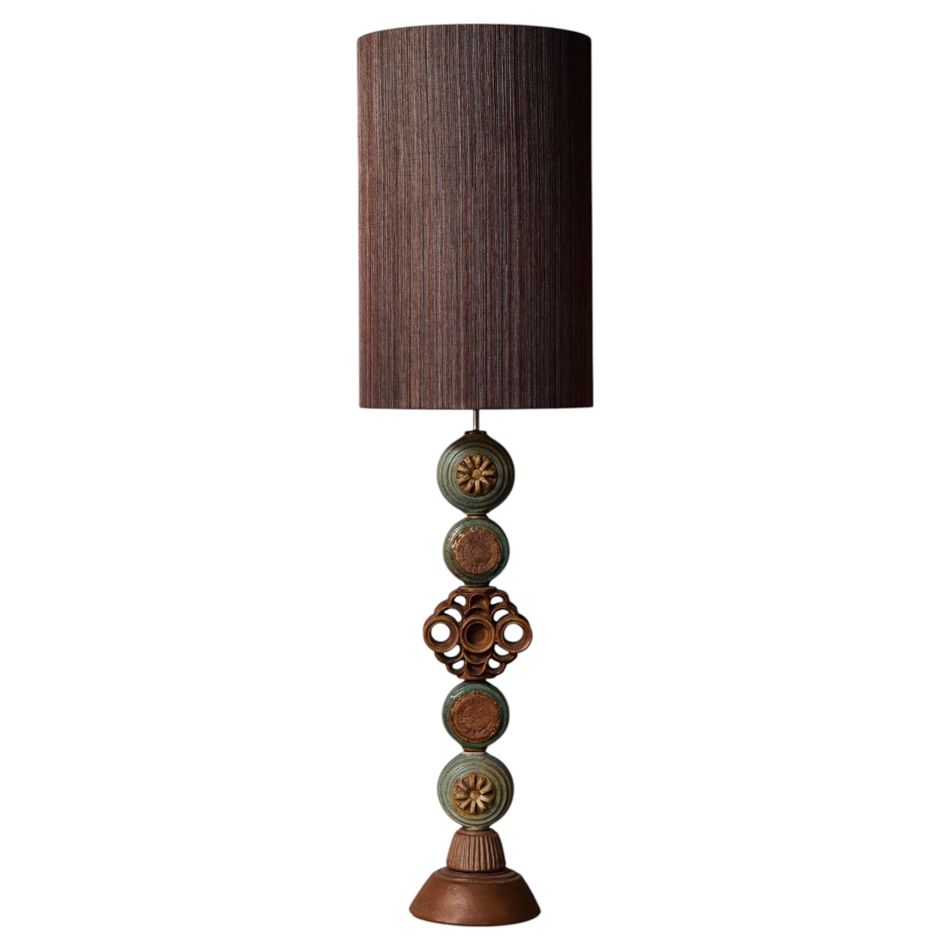 Monumental Brutalist Ceramic Table Lamp by Bernard Rooke, England, 1970s