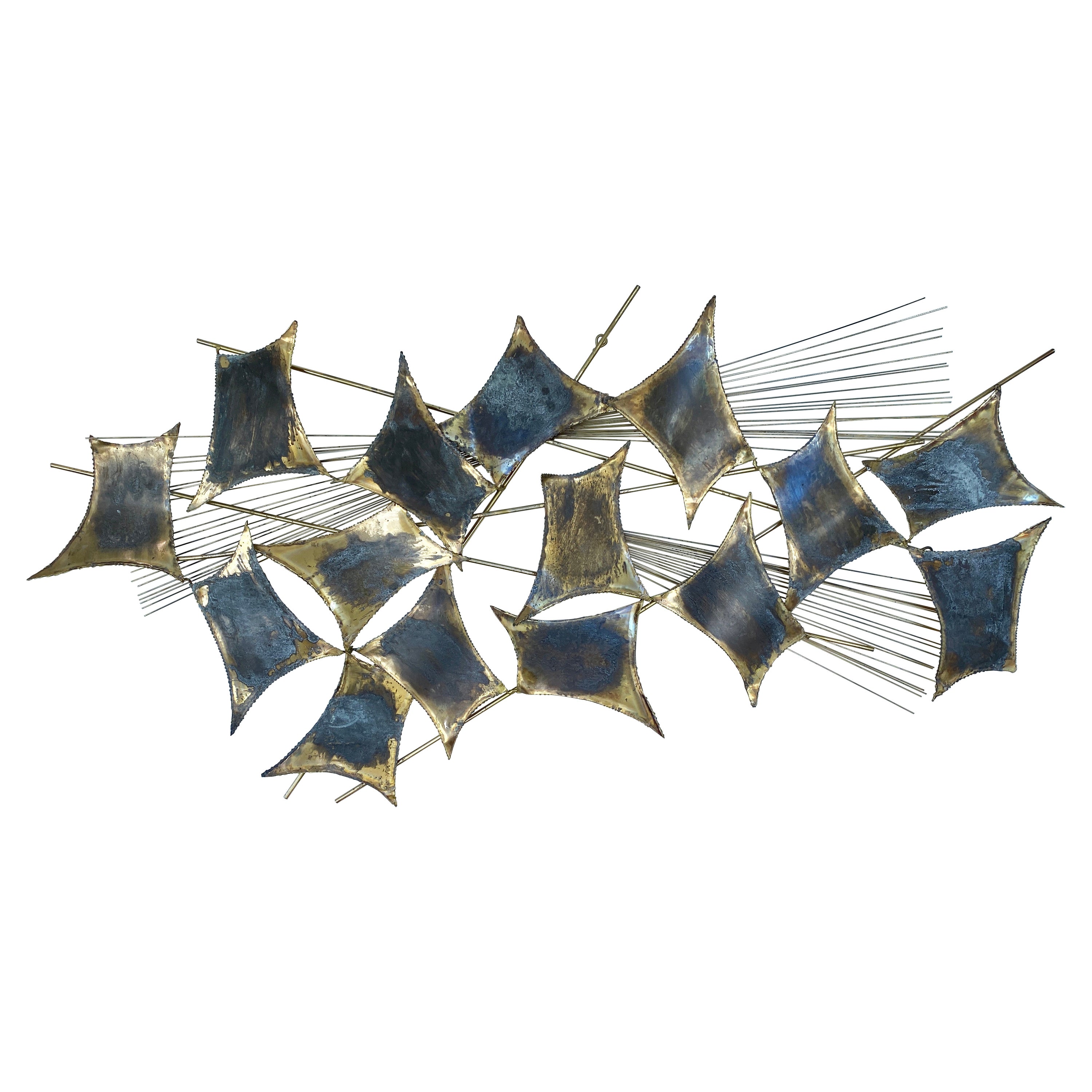 Monumental Brutalist Curtis Jeré Style Torch Cut Wall Sculpture