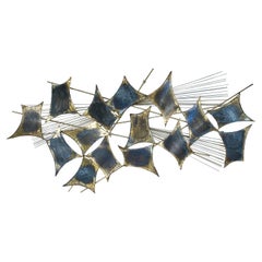 Monumental Brutalist Curtis Jeré Style Torch Cut Wall Sculpture