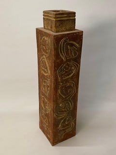 Monumental Brutalist Floor Vase, Signed Inge