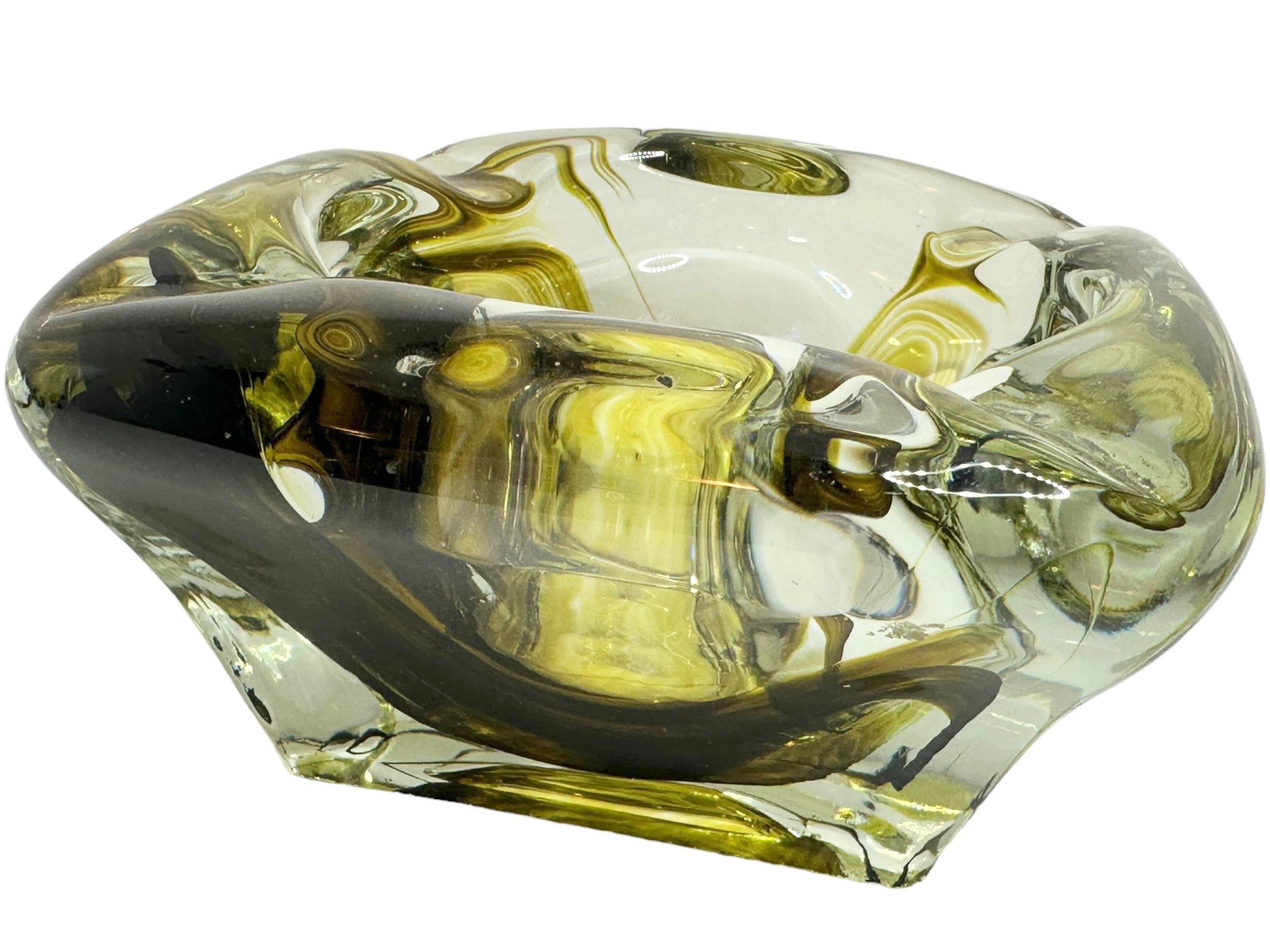 Hand-Crafted Monumental Brutalist Murano Sommerso Glass Cigar Ashtray, Vintage, Italy, 1970s