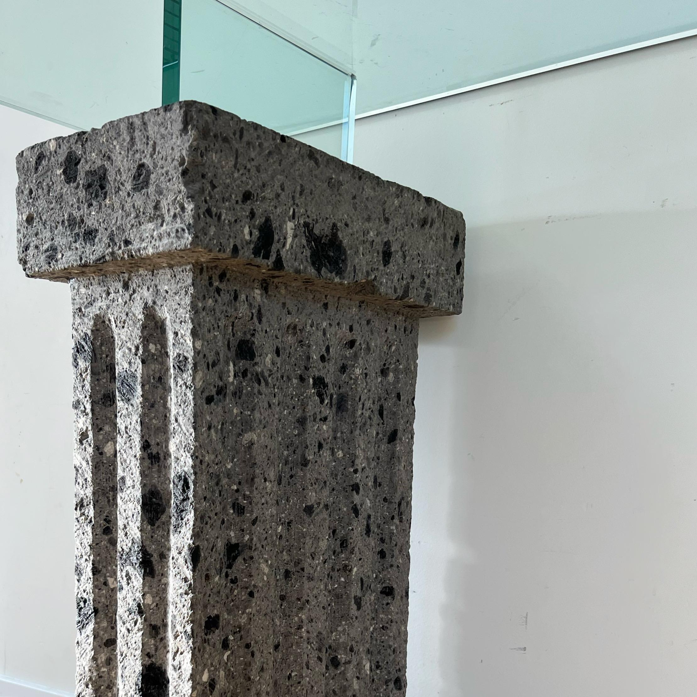 Monumental Brutalist Neoclassical Stone and Glass Console Table, 1970s 13